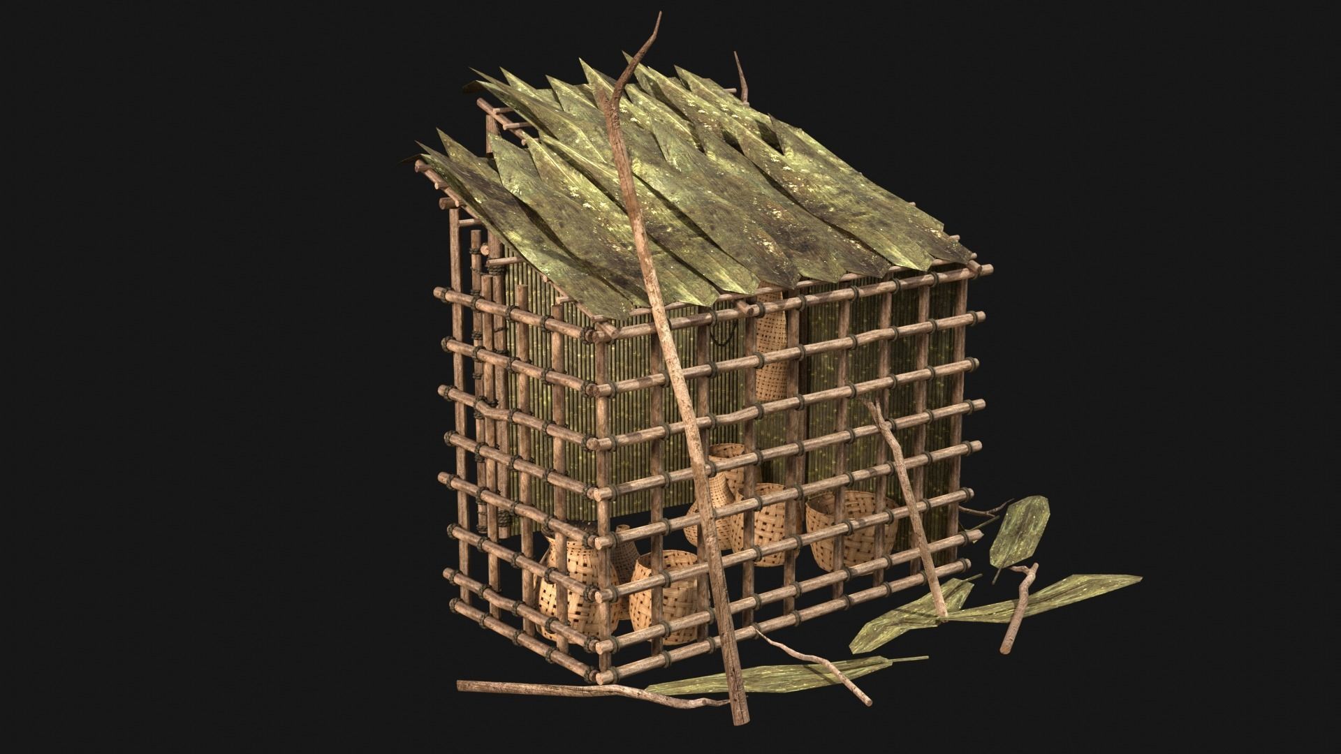 JUNGLE SWAMP STORAGE WAREHOUSE WORKSHOP ROOFING COLLECTION Low-poly 3D model_22