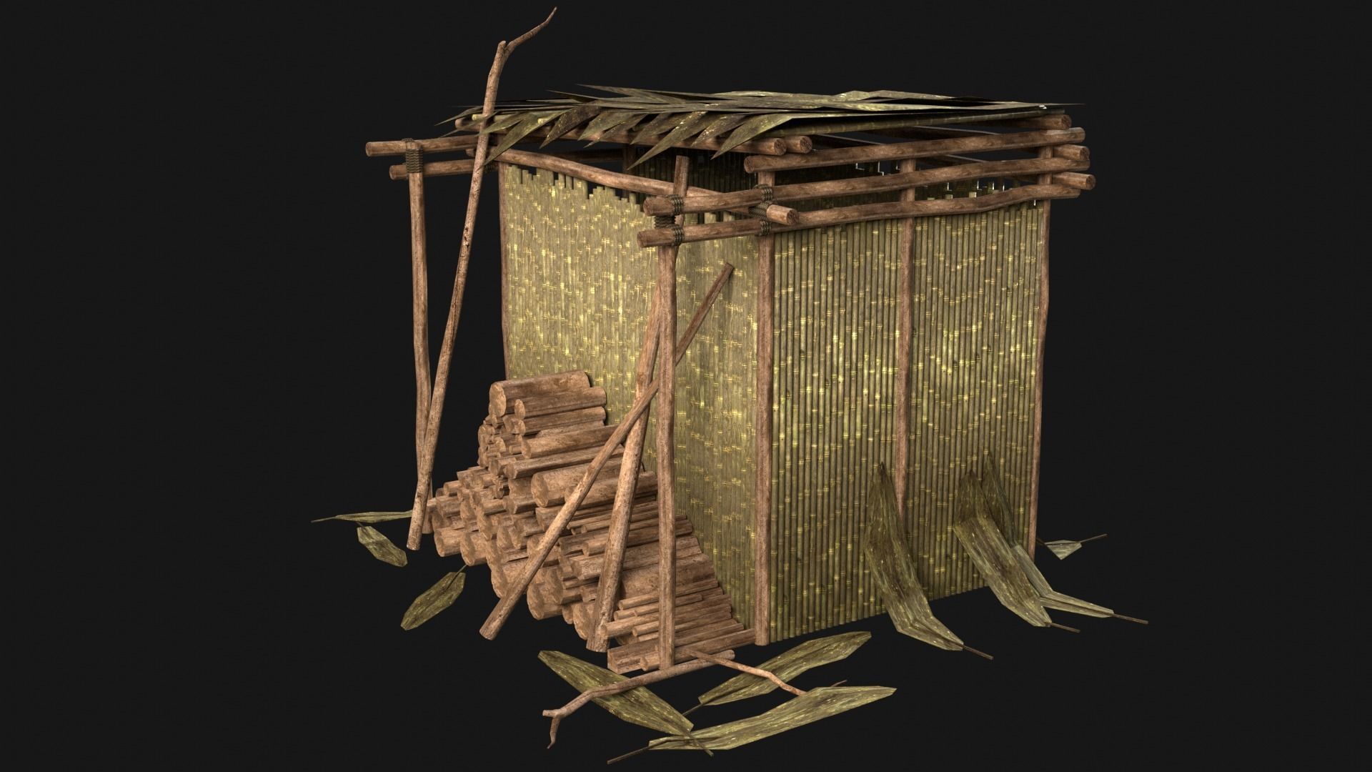 JUNGLE SWAMP STORAGE WAREHOUSE WORKSHOP ROOFING COLLECTION Low-poly 3D model_15