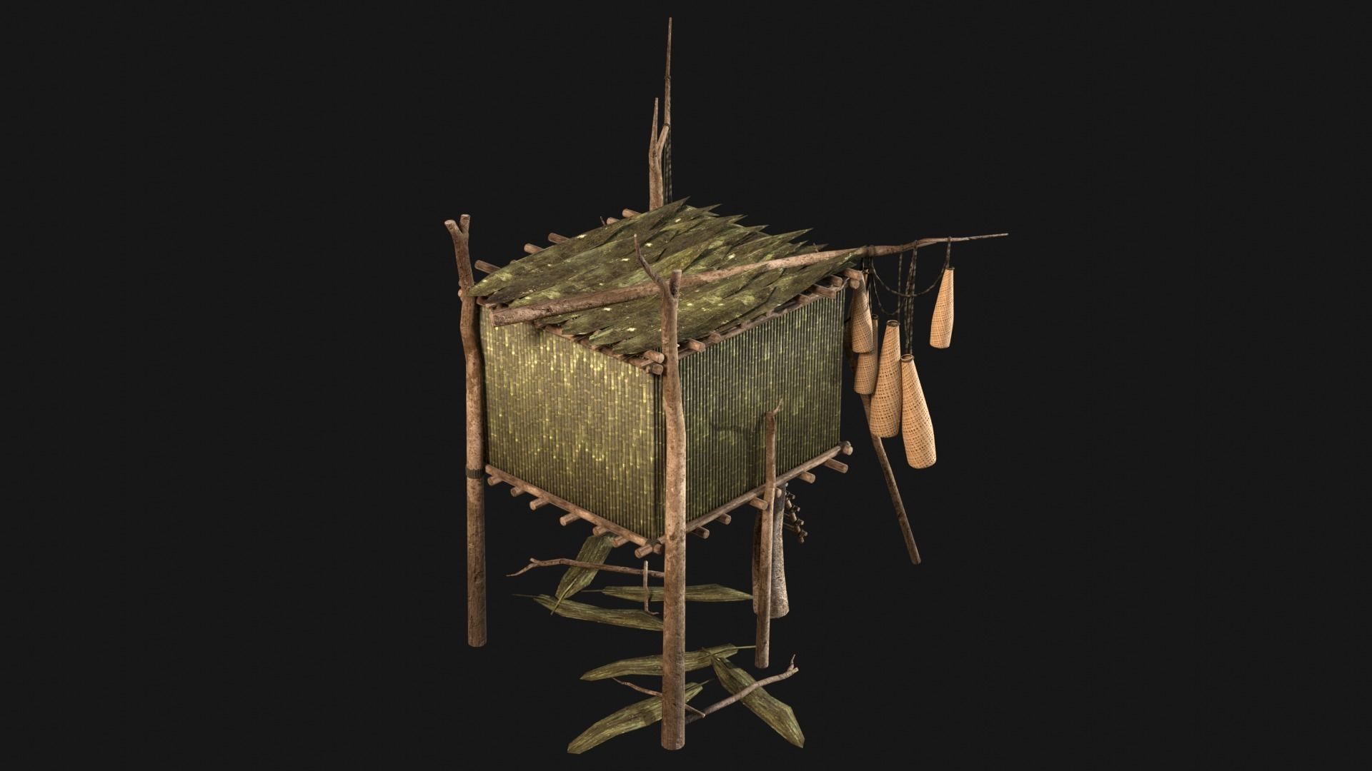 JUNGLE SWAMP STORAGE WAREHOUSE WORKSHOP ROOFING COLLECTION Low-poly 3D model_31