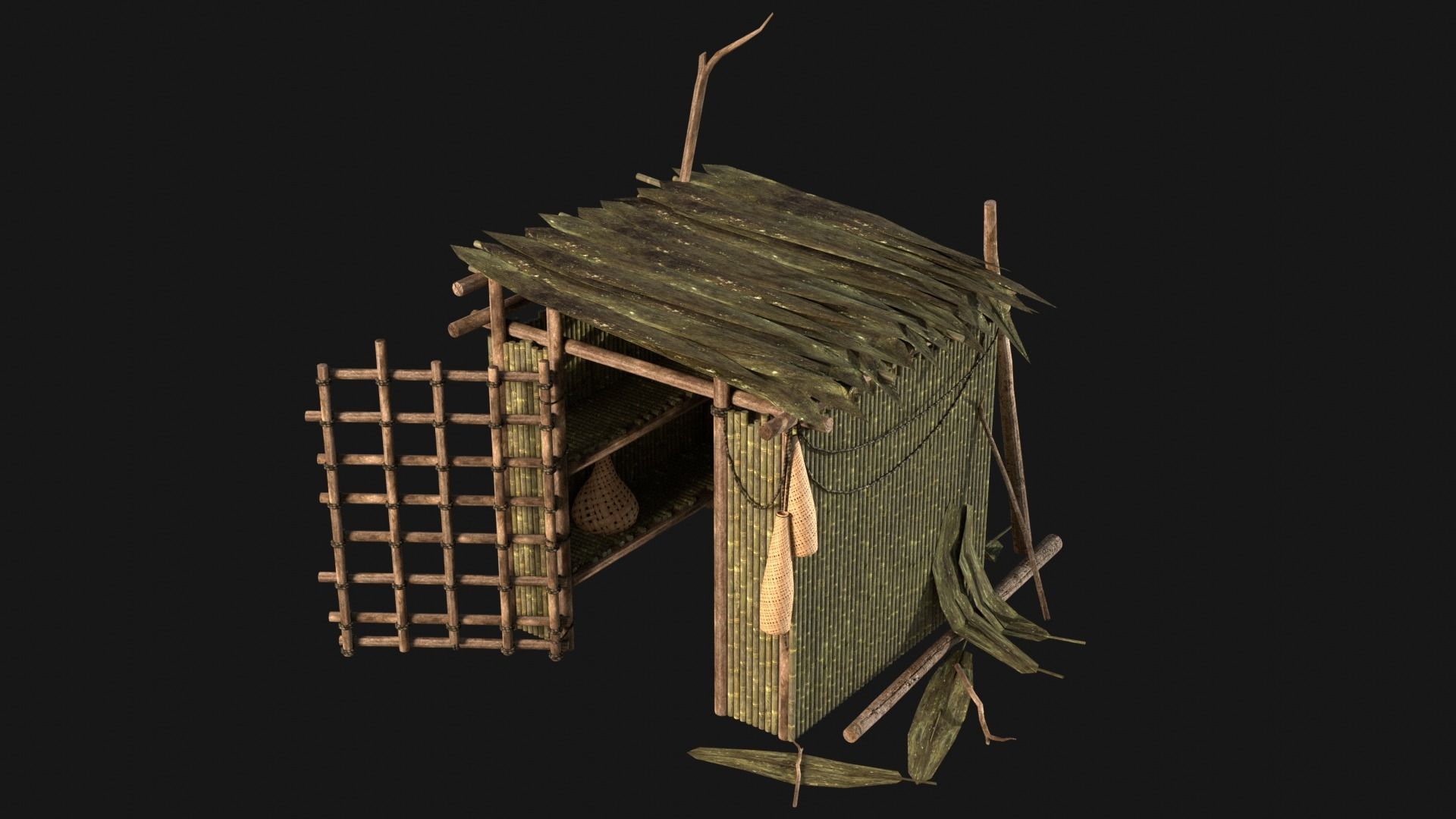 JUNGLE SWAMP STORAGE WAREHOUSE WORKSHOP ROOFING COLLECTION Low-poly 3D model_1