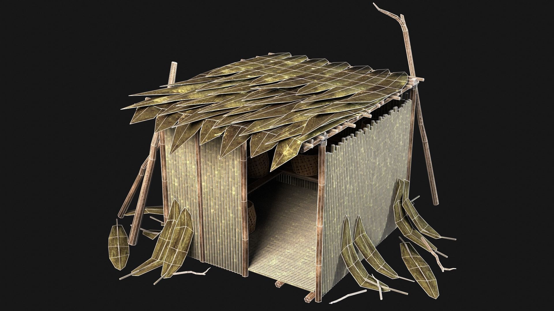 JUNGLE SWAMP STORAGE WAREHOUSE WORKSHOP ROOFING COLLECTION Low-poly 3D model_12
