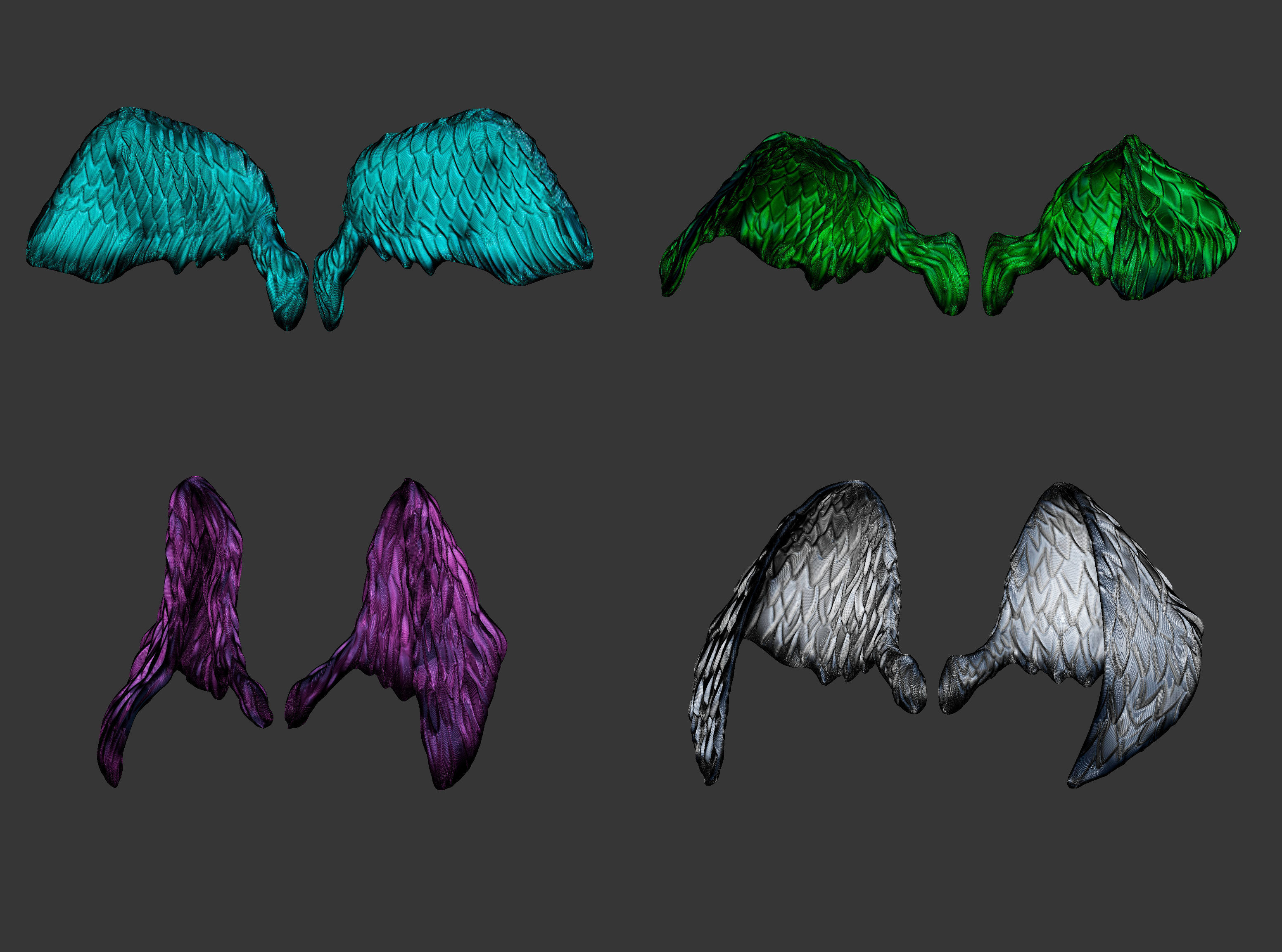 20 Mid poly statue and sculpture wings IMM set 3D model_6