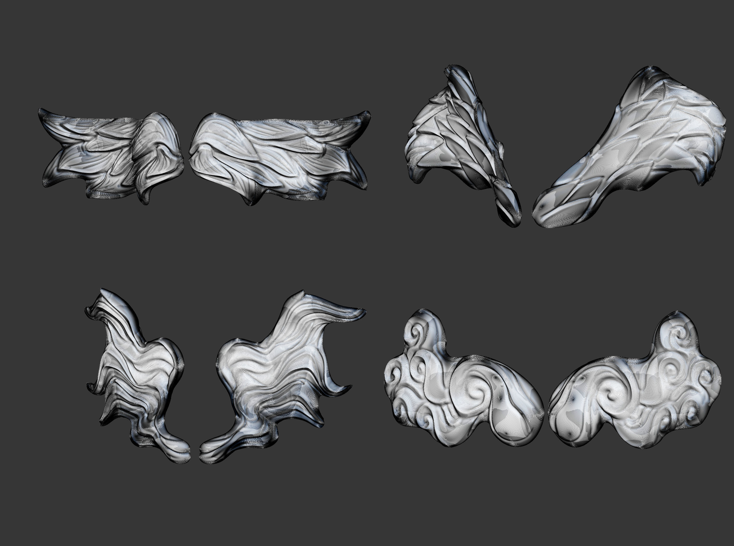 20 Mid poly statue and sculpture wings IMM set 3D model_9