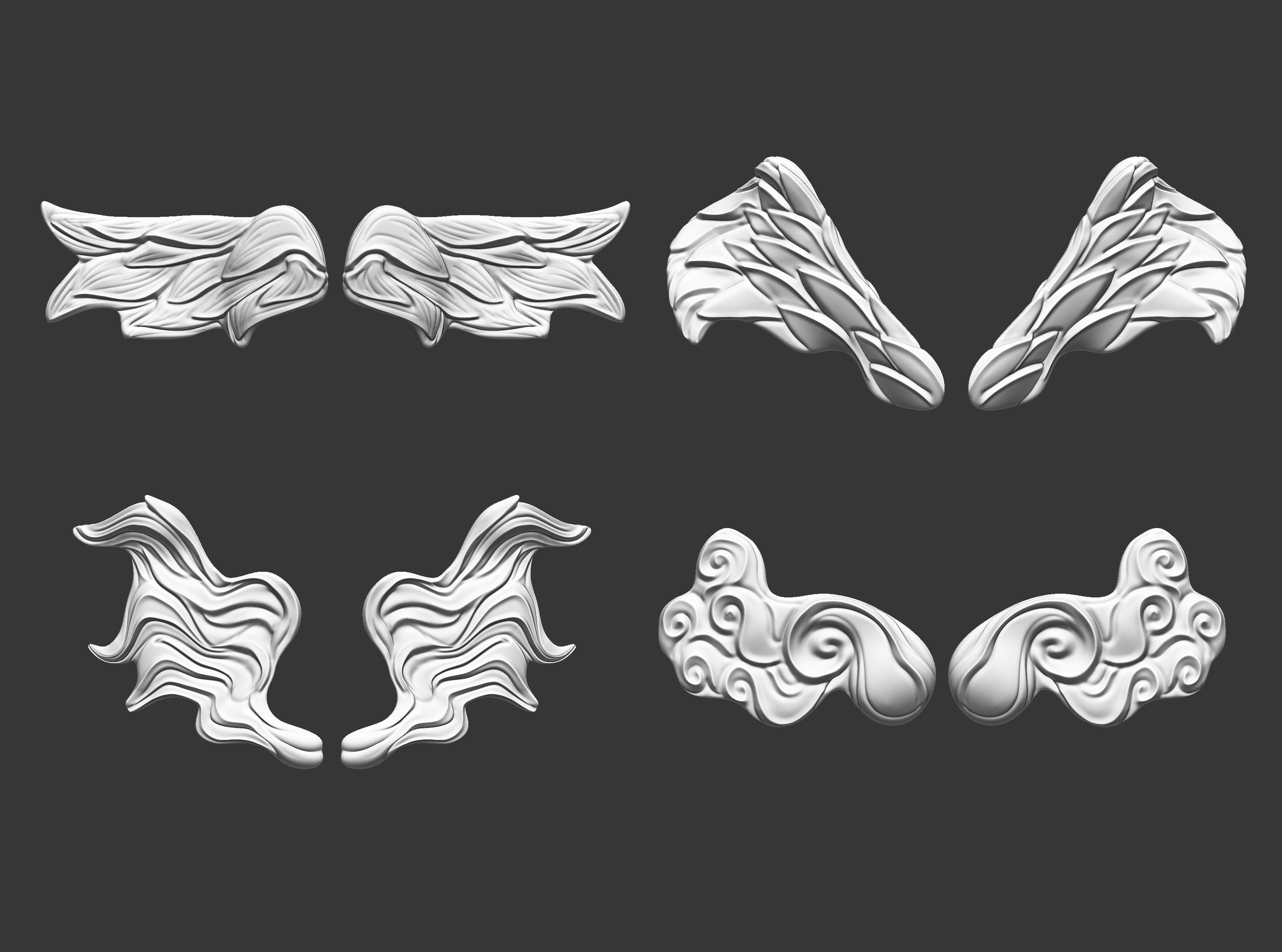 20 Mid poly statue and sculpture wings IMM set 3D model_4