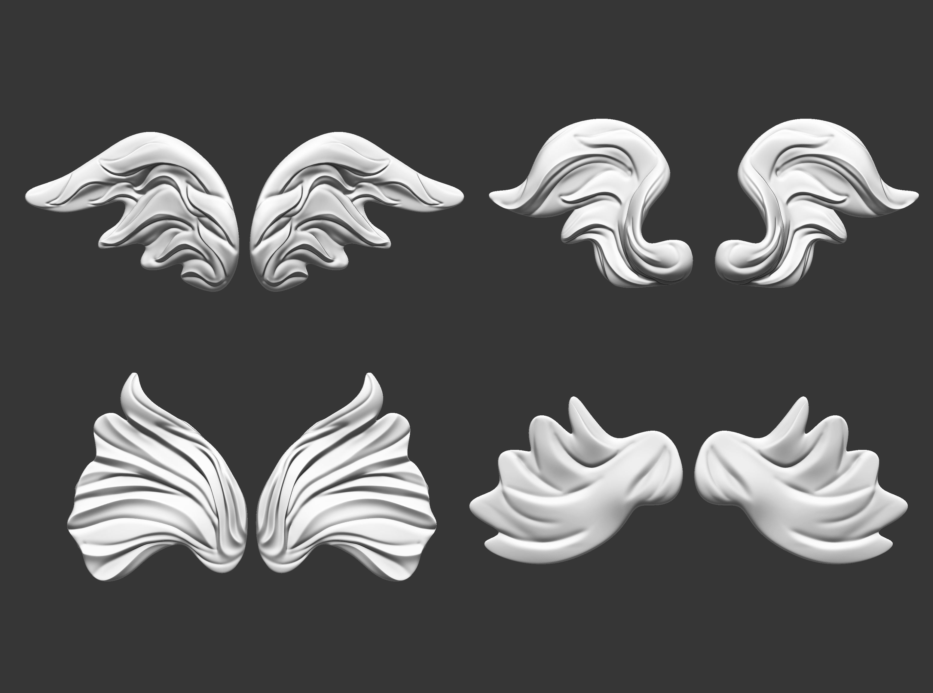 20 Mid poly statue and sculpture wings IMM set 3D model_5