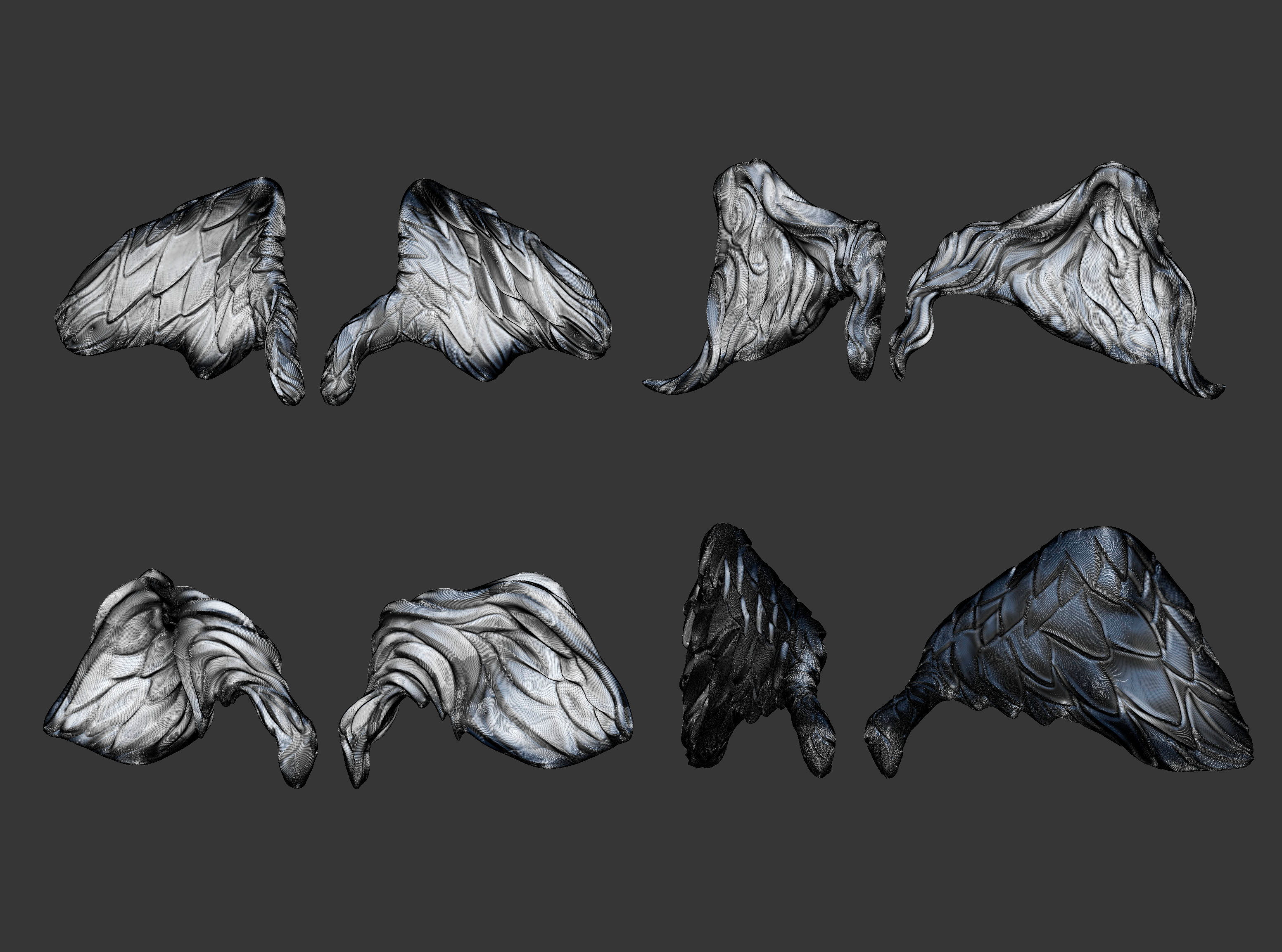 20 Mid poly statue and sculpture wings IMM set 3D model_8