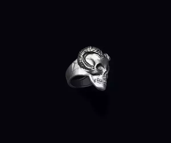 Skull with horns ring
