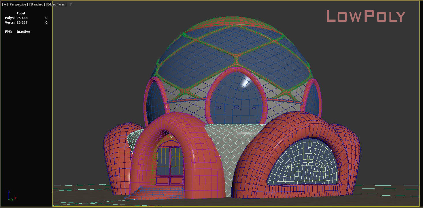 Sphere House Low-poly 3D model_16