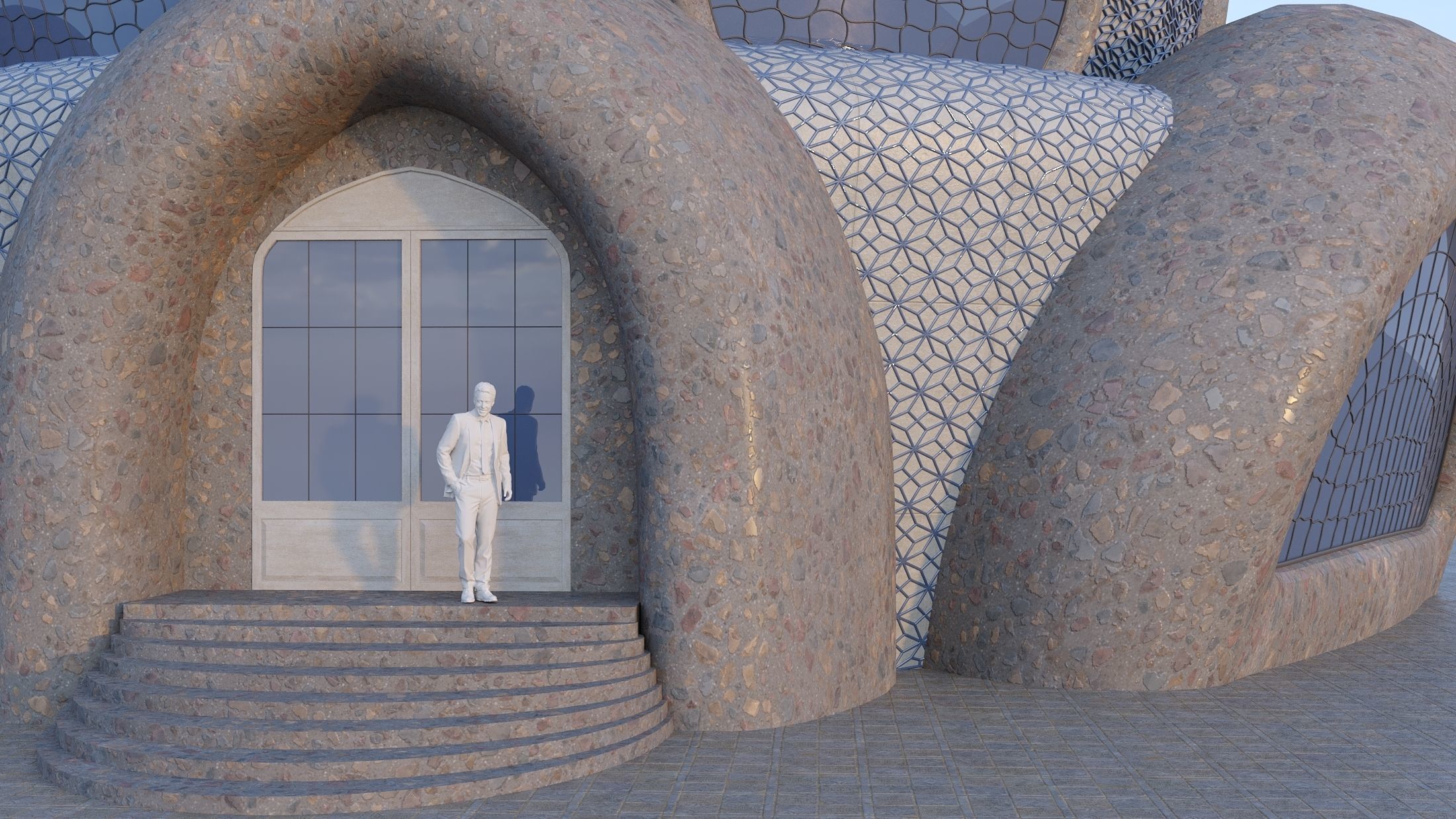 Sphere House Low-poly 3D model_1