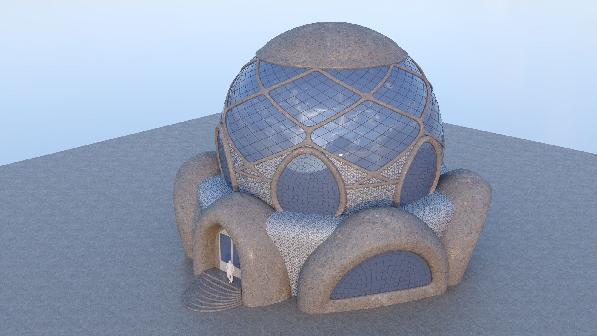 Sphere House Low-poly 3D model_14