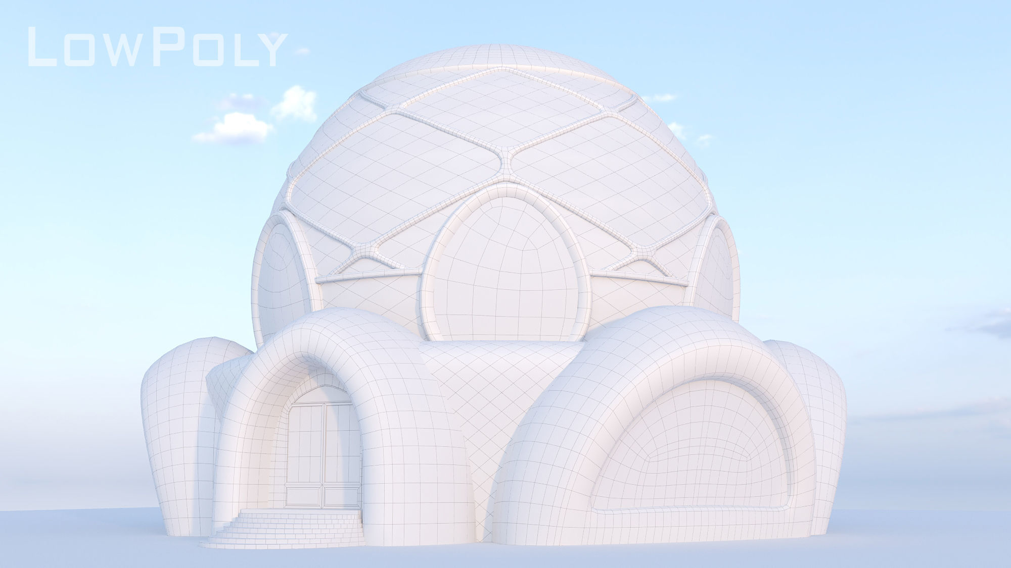 Sphere House Low-poly 3D model_8