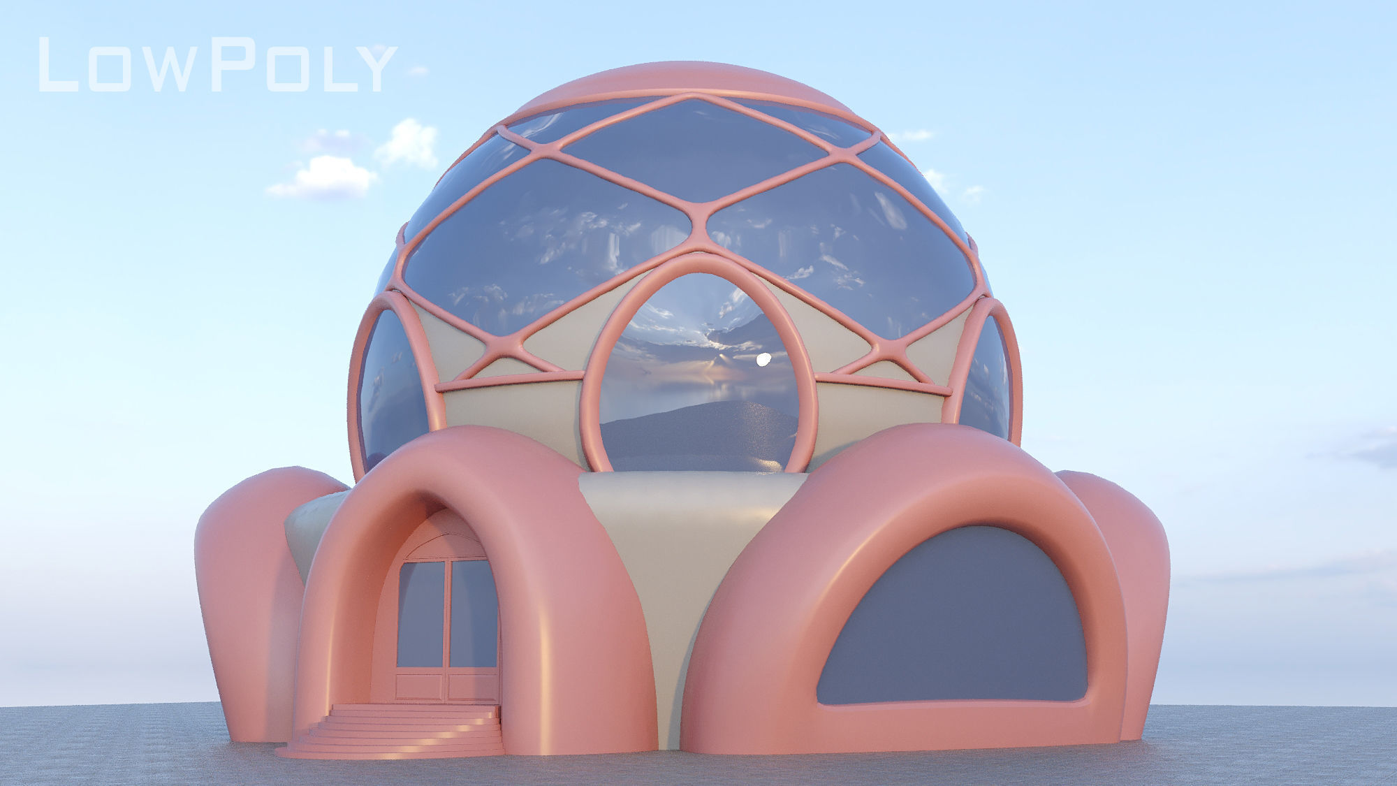 Sphere House Low-poly 3D model_9