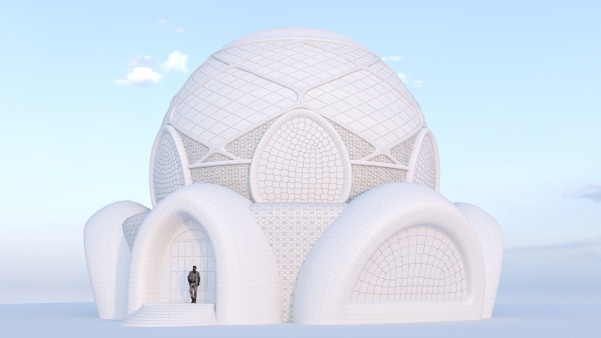 Sphere House Low-poly 3D model_7