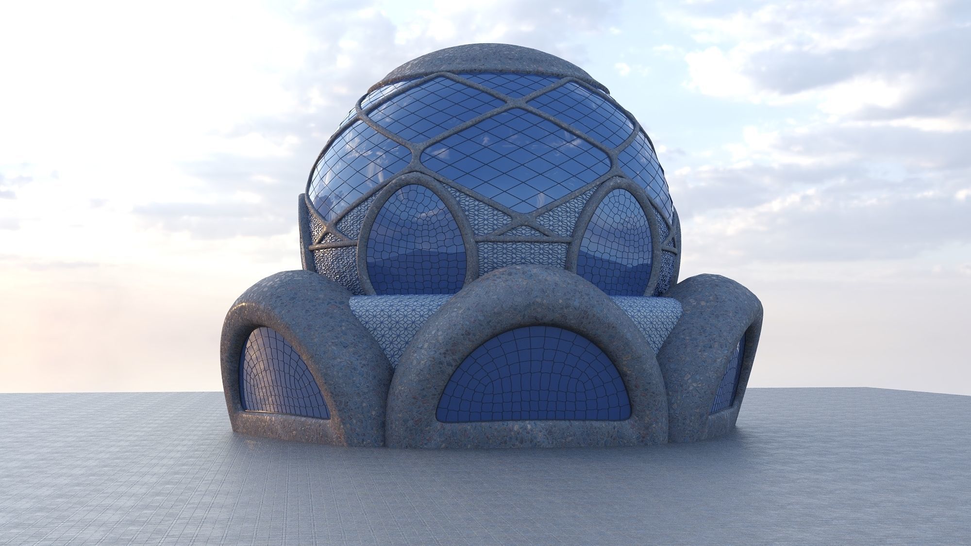 Sphere House Low-poly 3D model_10