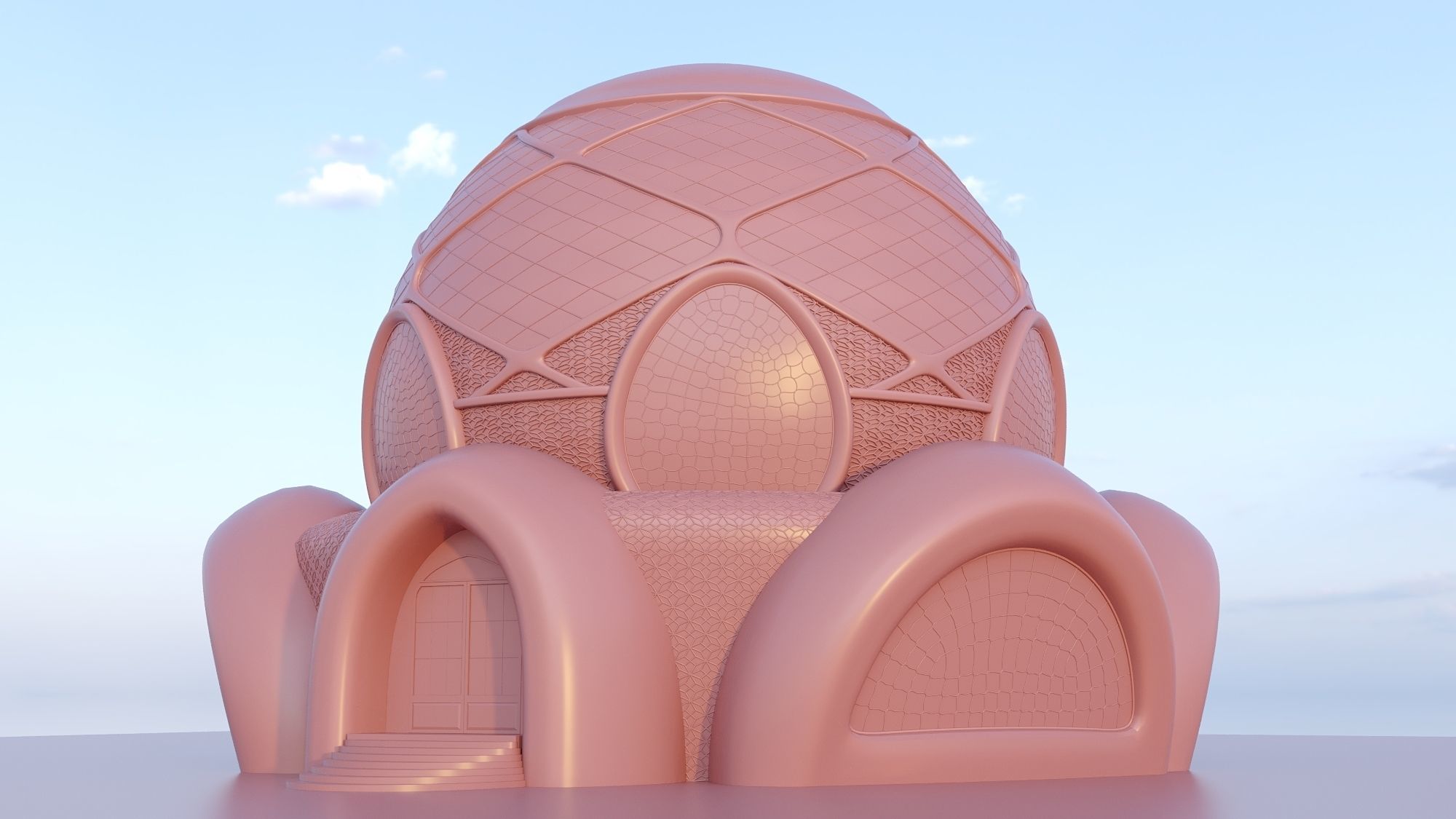 Sphere House Low-poly 3D model_5