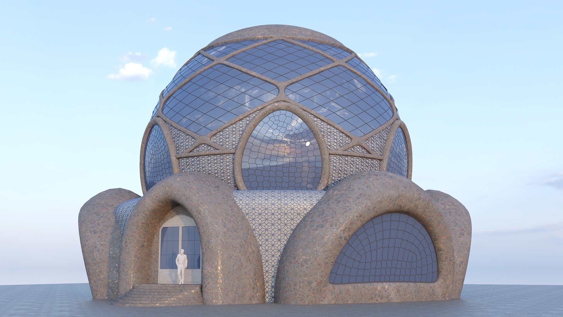 Sphere House Low-poly 3D model_3