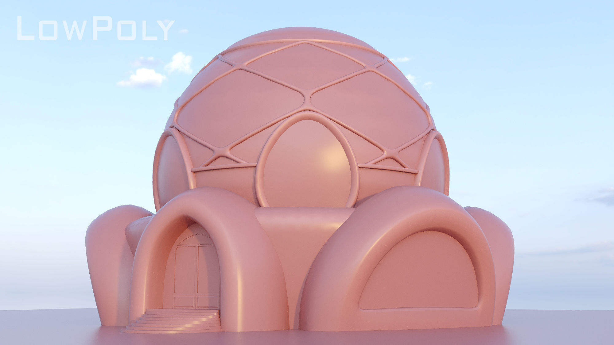 Sphere House Low-poly 3D model_6
