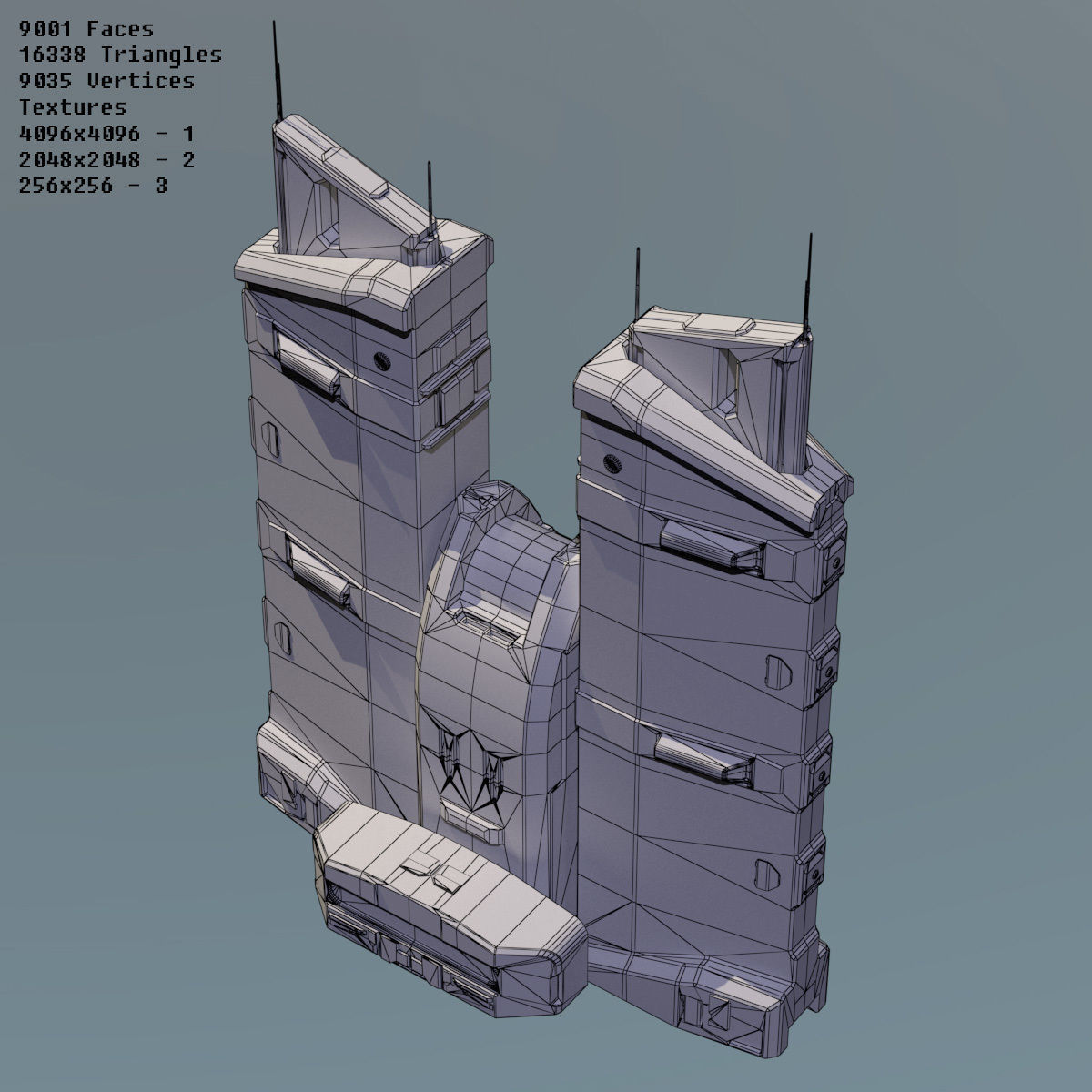 Modular Space Station Low-poly 3D model_32