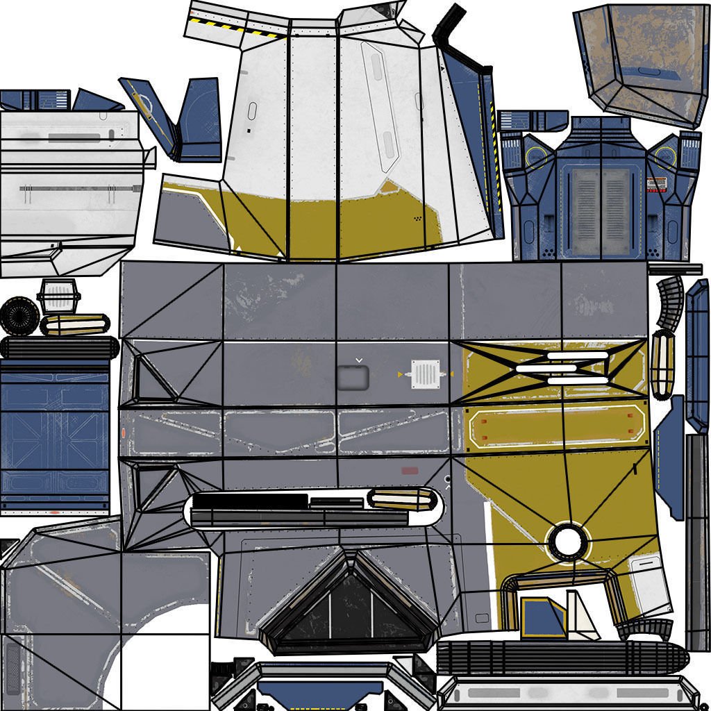 Modular Space Station Low-poly 3D model_43