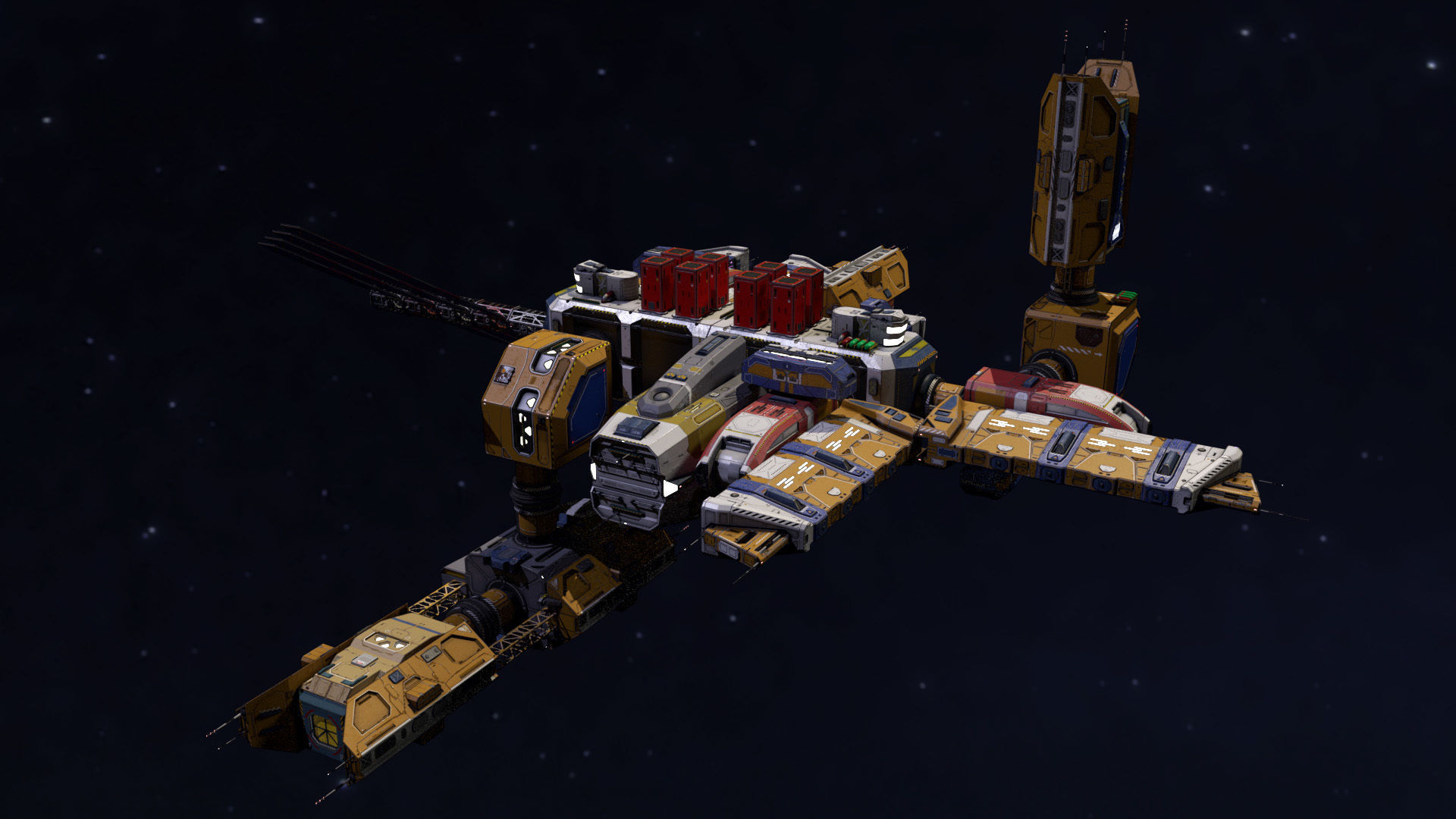 Modular Space Station Low-poly 3D model_1