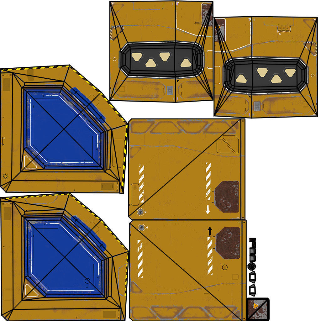 Modular Space Station Low-poly 3D model_38