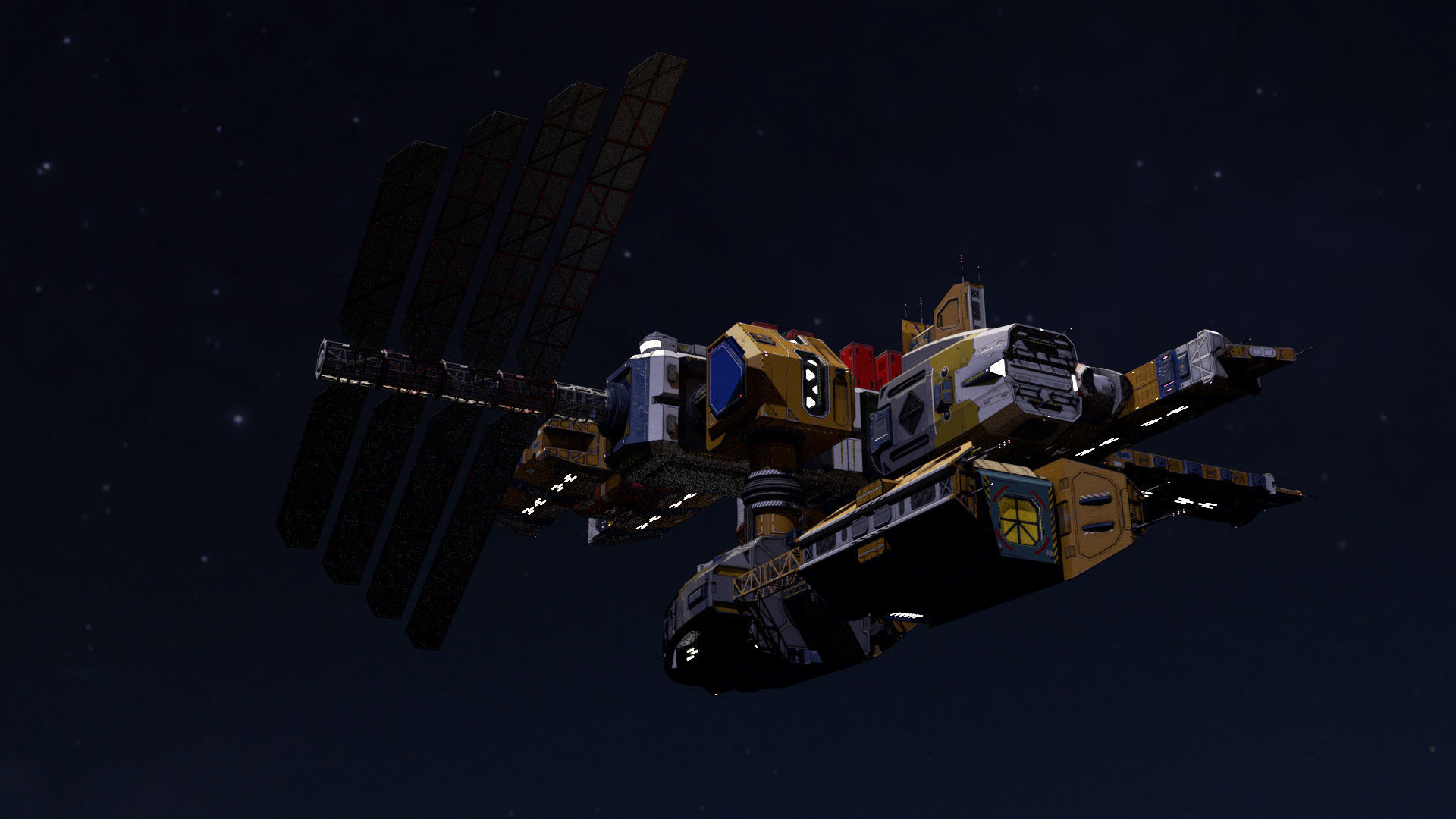 Modular Space Station Low-poly 3D model_2