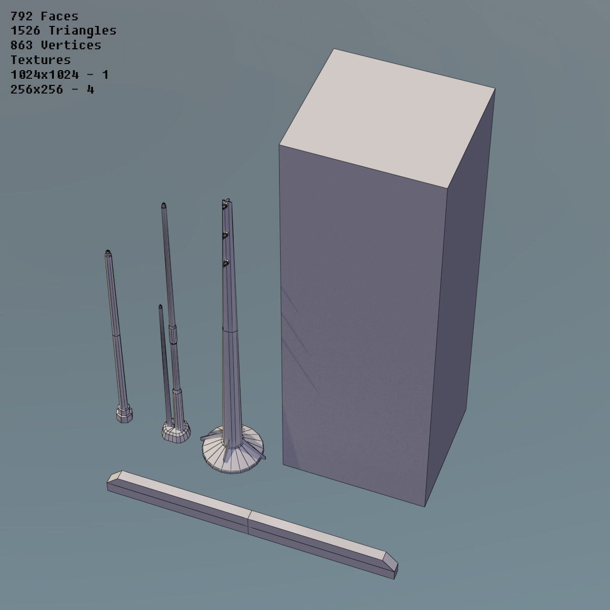 Modular Space Station Low-poly 3D model_29