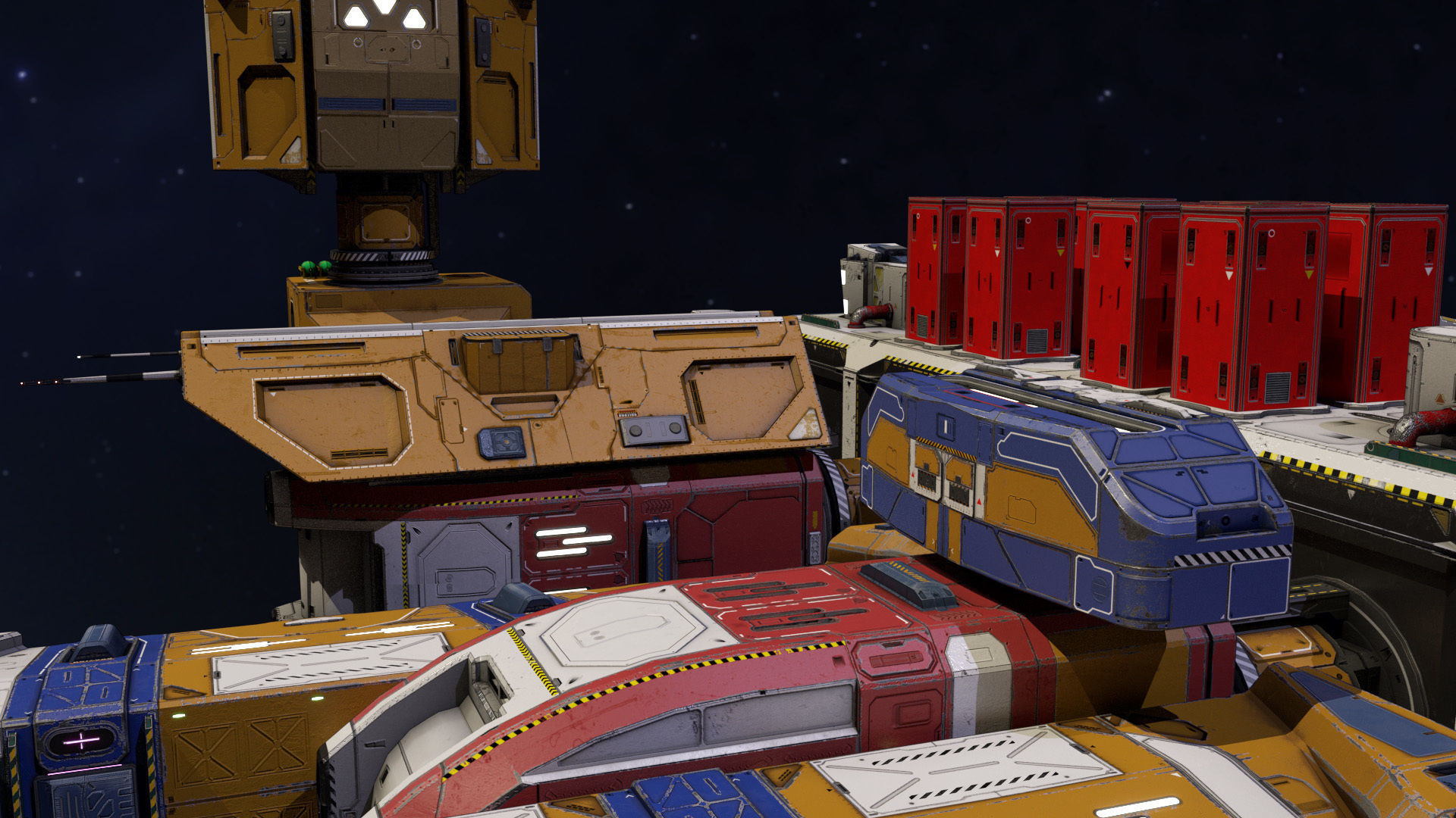 Modular Space Station Low-poly 3D model_6