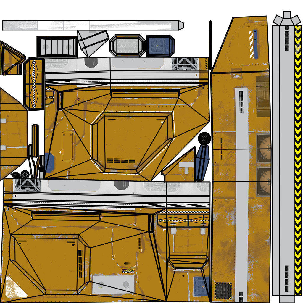 Modular Space Station Low-poly 3D model_40