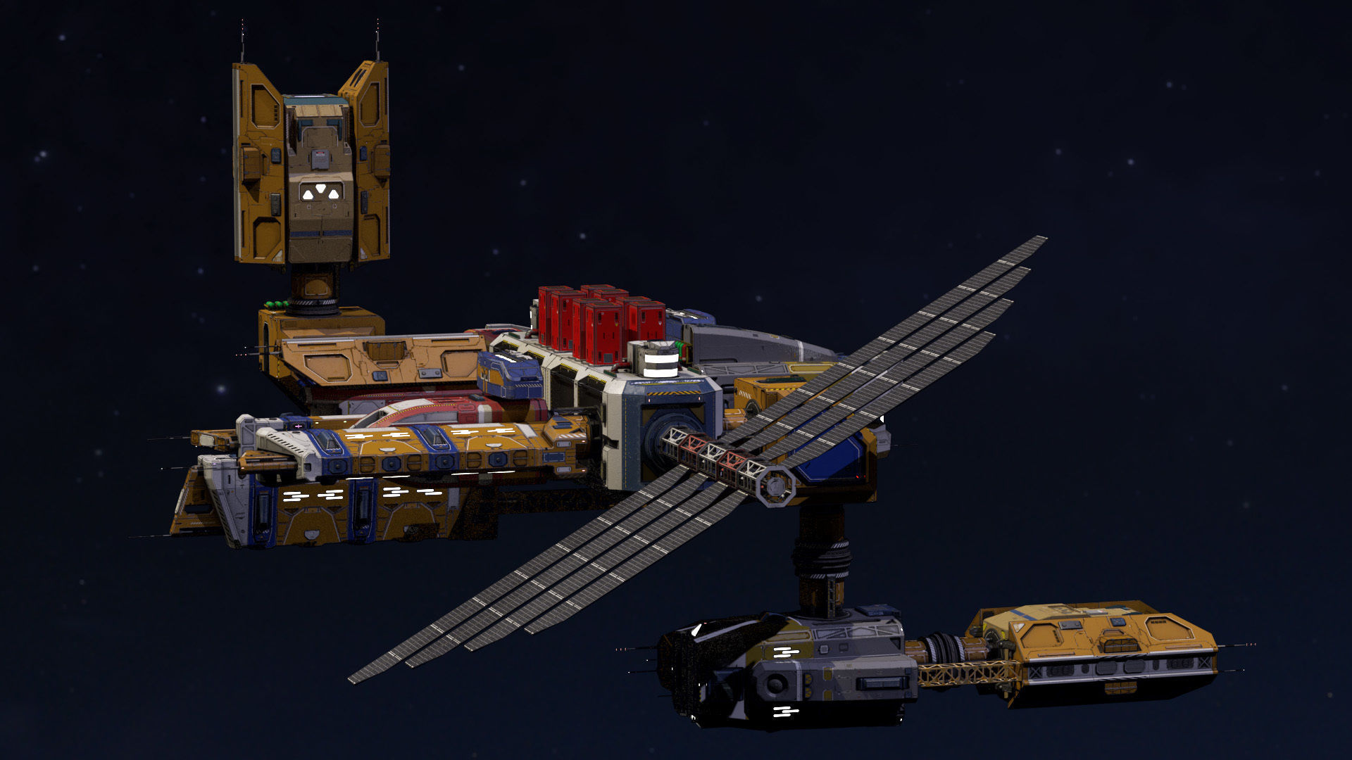 Modular Space Station Low-poly 3D model_3