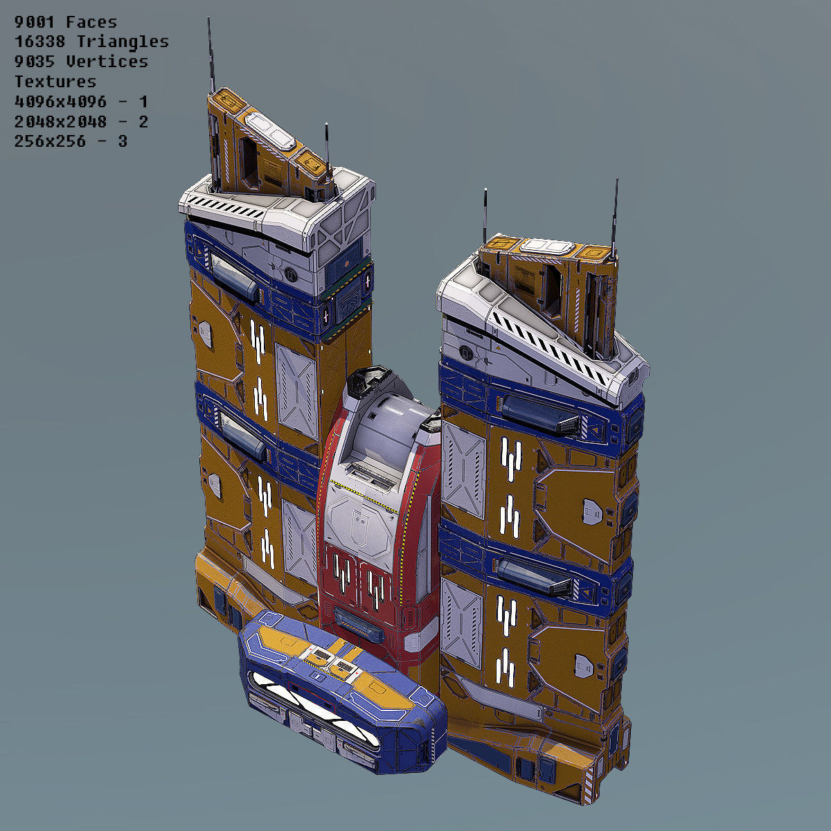 Modular Space Station Low-poly 3D model_30