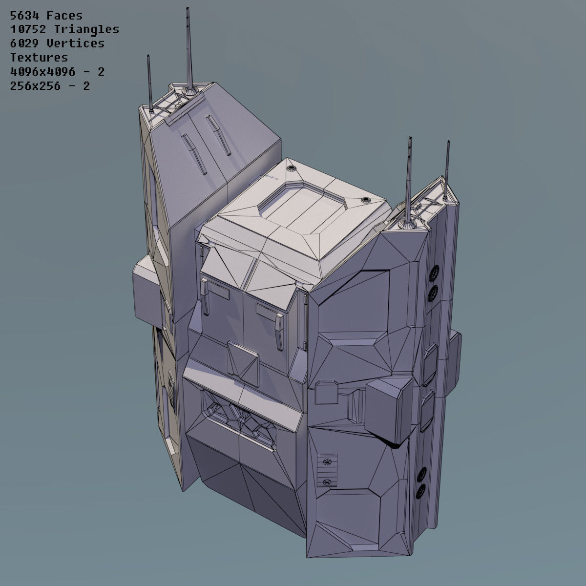 Modular Space Station Low-poly 3D model_24