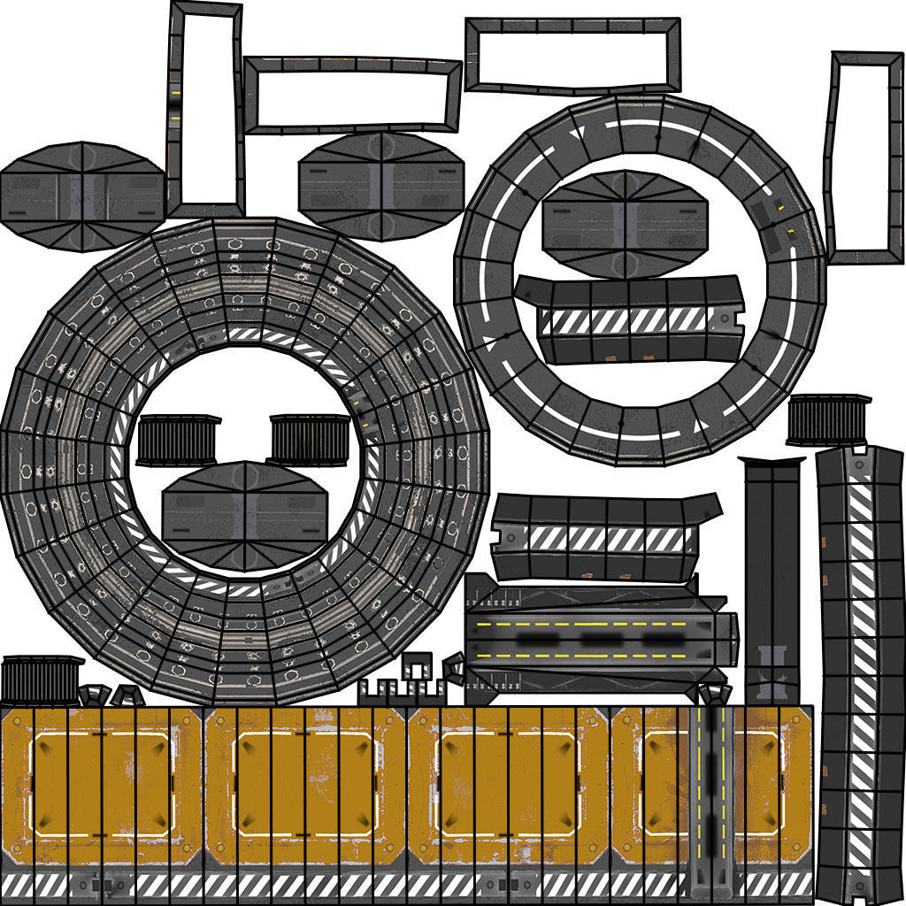 Modular Space Station Low-poly 3D model_37