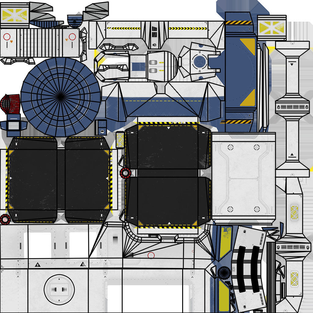 Modular Space Station Low-poly 3D model_39