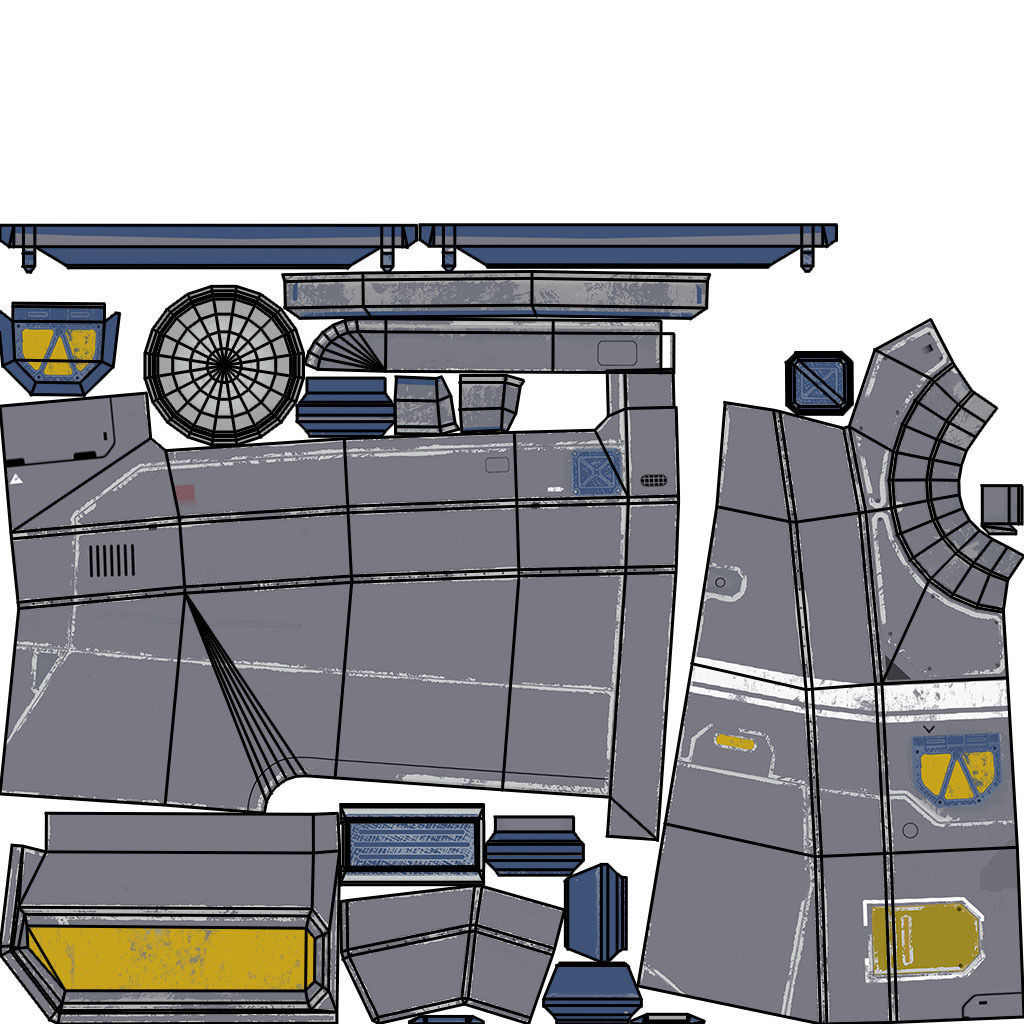 Modular Space Station Low-poly 3D model_42