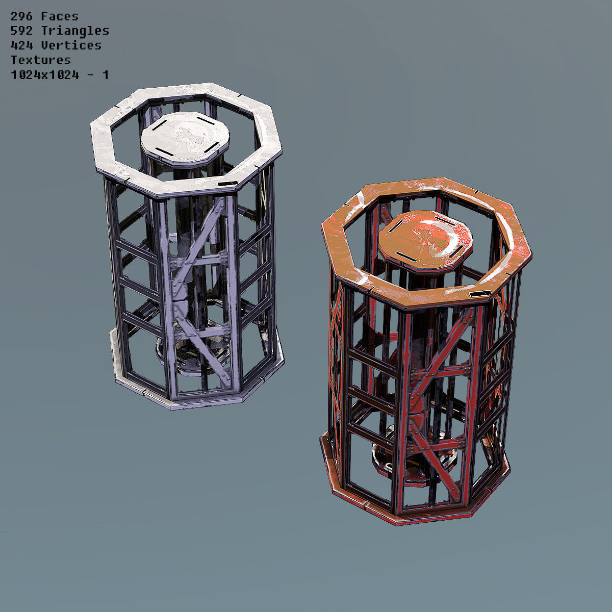 Modular Space Station Low-poly 3D model_10