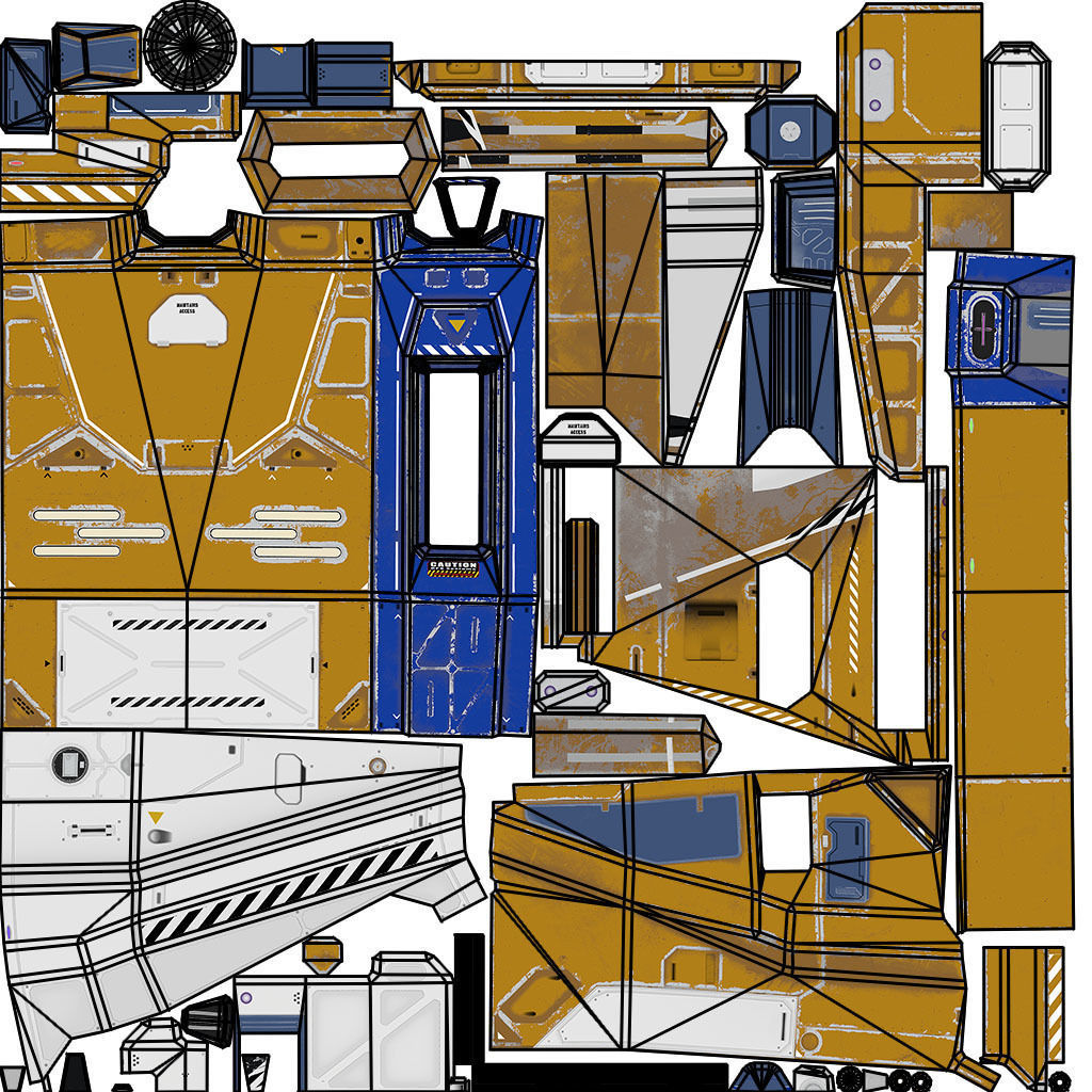 Modular Space Station Low-poly 3D model_44