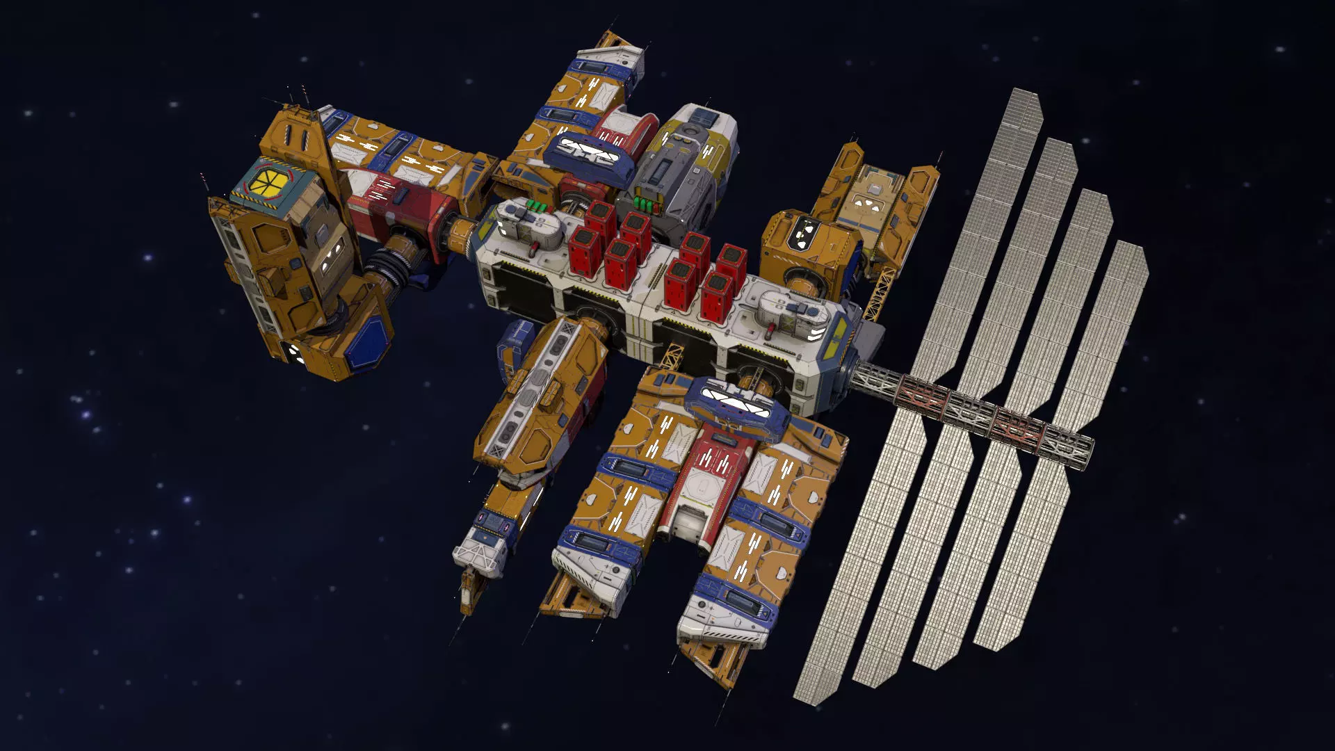 Modular Space Station Low-poly 3D model_0