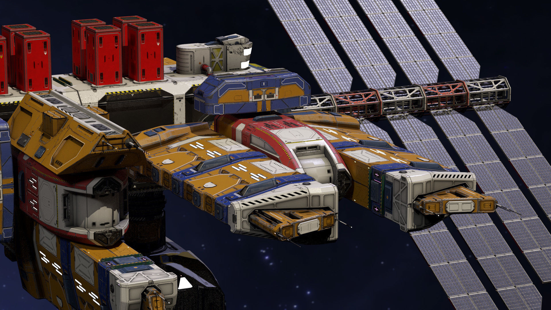 Modular Space Station Low-poly 3D model_5