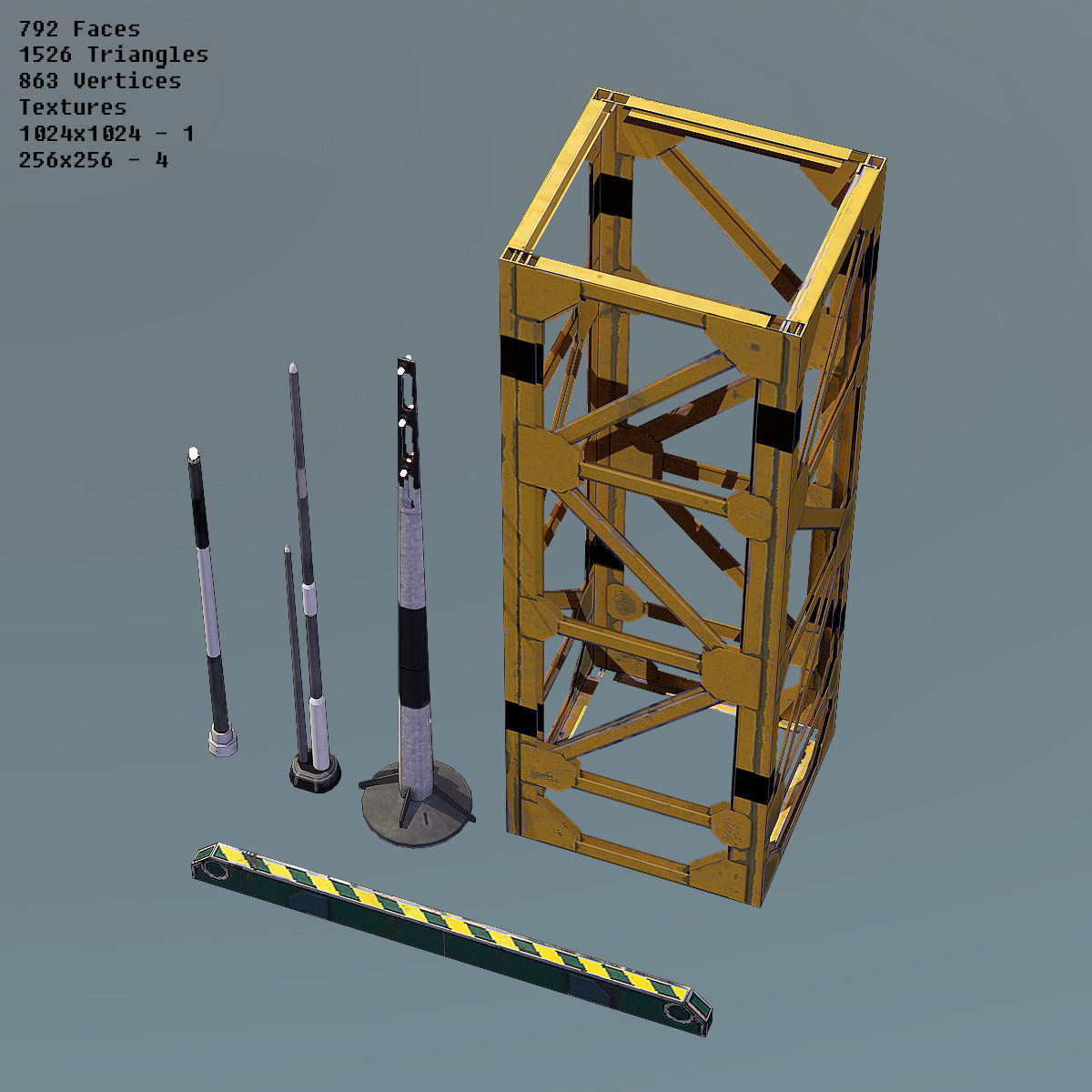 Modular Space Station Low-poly 3D model_28