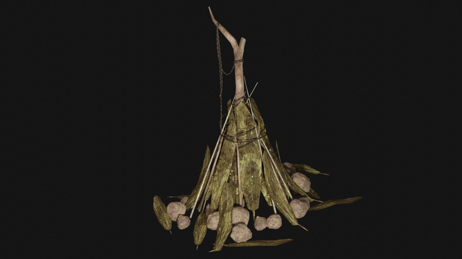 JUNGLE SWAMP SHELTER HUT HUNTER WILD TENT AAA COLLECTION Low-poly 3D model_3