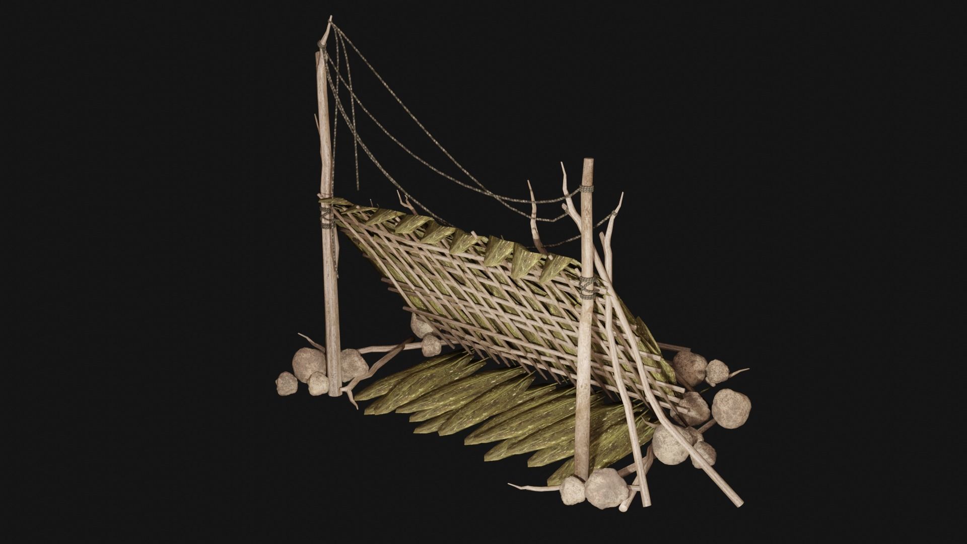 JUNGLE SWAMP SHELTER HUT HUNTER WILD TENT AAA COLLECTION Low-poly 3D model_33