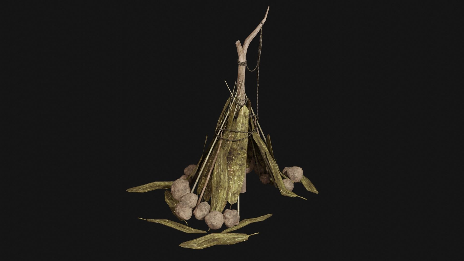 JUNGLE SWAMP SHELTER HUT HUNTER WILD TENT AAA COLLECTION Low-poly 3D model_2