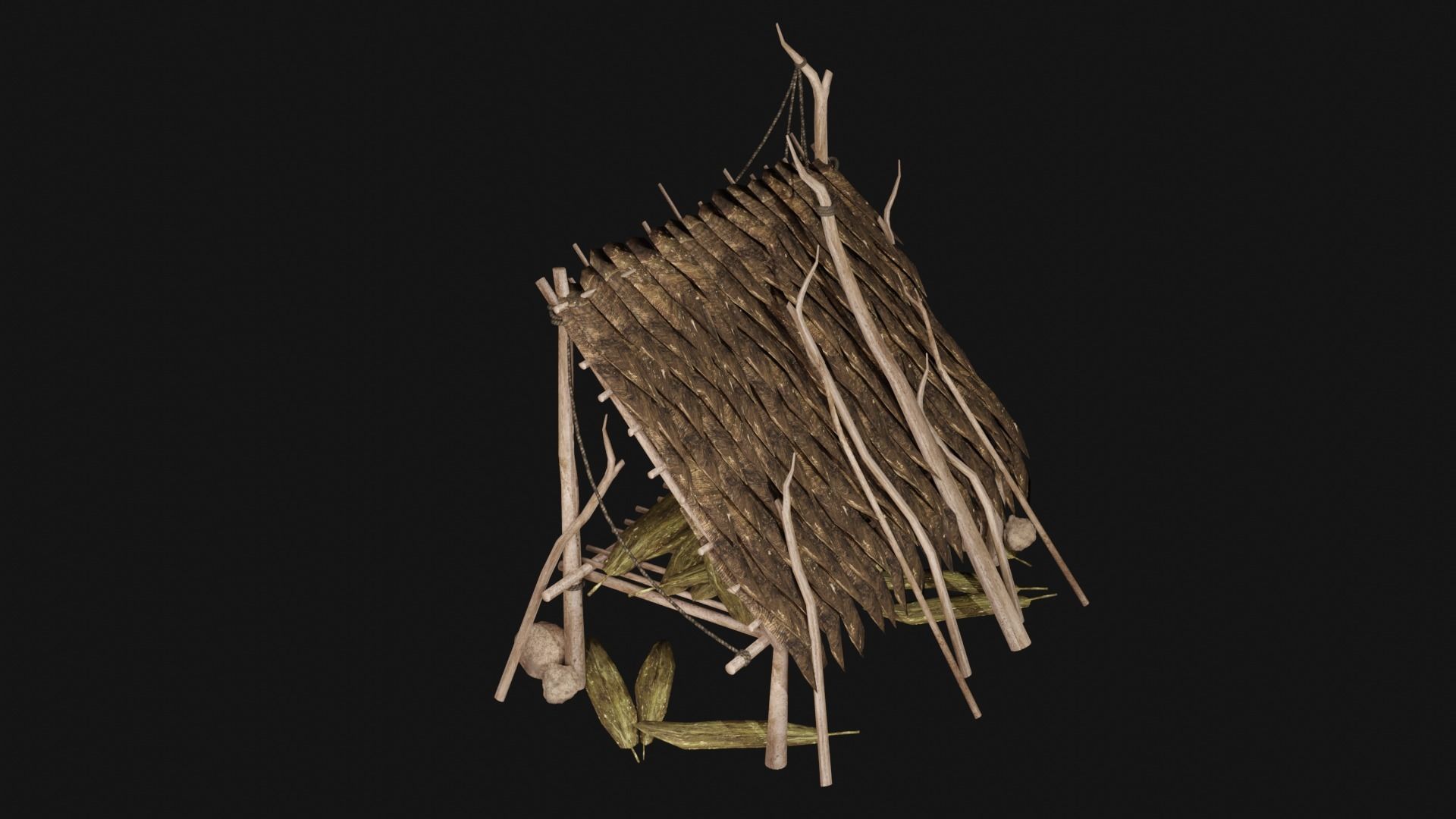 JUNGLE SWAMP SHELTER HUT HUNTER WILD TENT AAA COLLECTION Low-poly 3D model_19