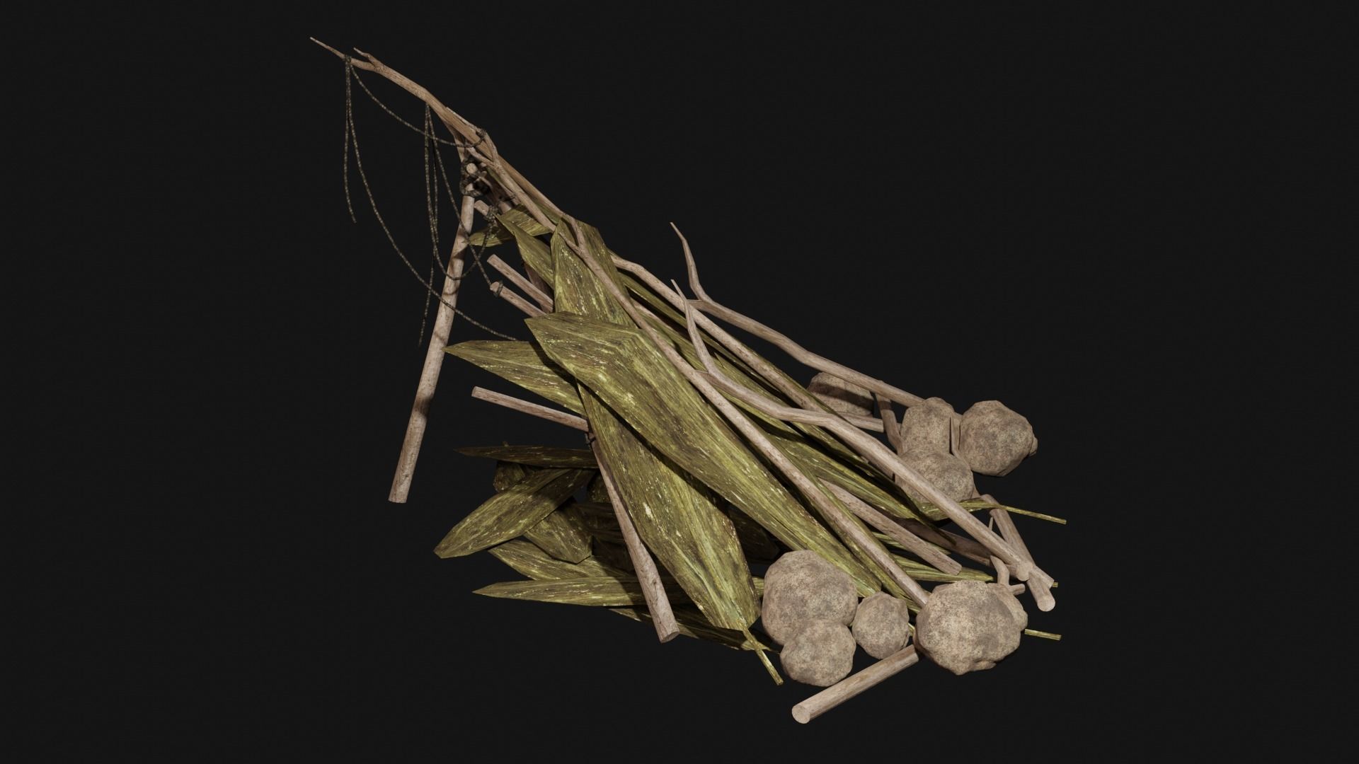 JUNGLE SWAMP SHELTER HUT HUNTER WILD TENT AAA COLLECTION Low-poly 3D model_10