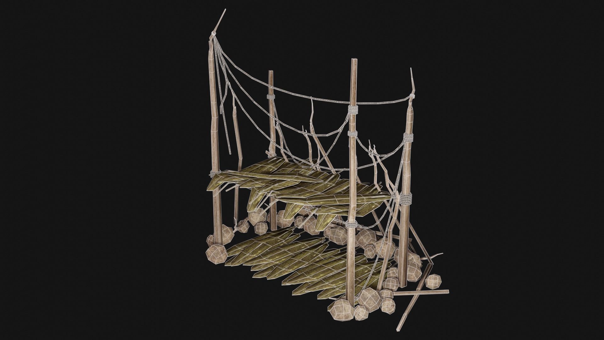 JUNGLE SWAMP SHELTER HUT HUNTER WILD TENT AAA COLLECTION Low-poly 3D model_28