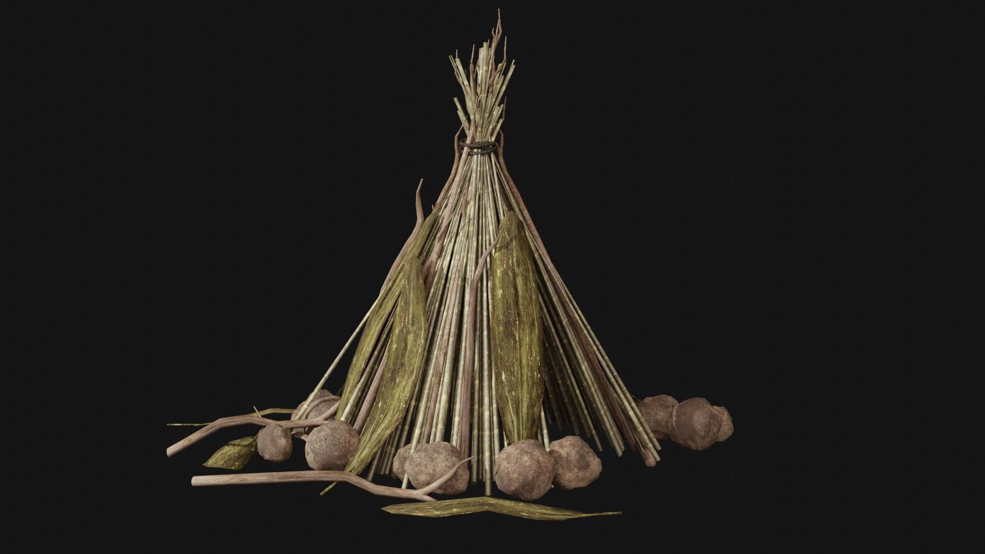 JUNGLE SWAMP SHELTER HUT HUNTER WILD TENT AAA COLLECTION Low-poly 3D model_22