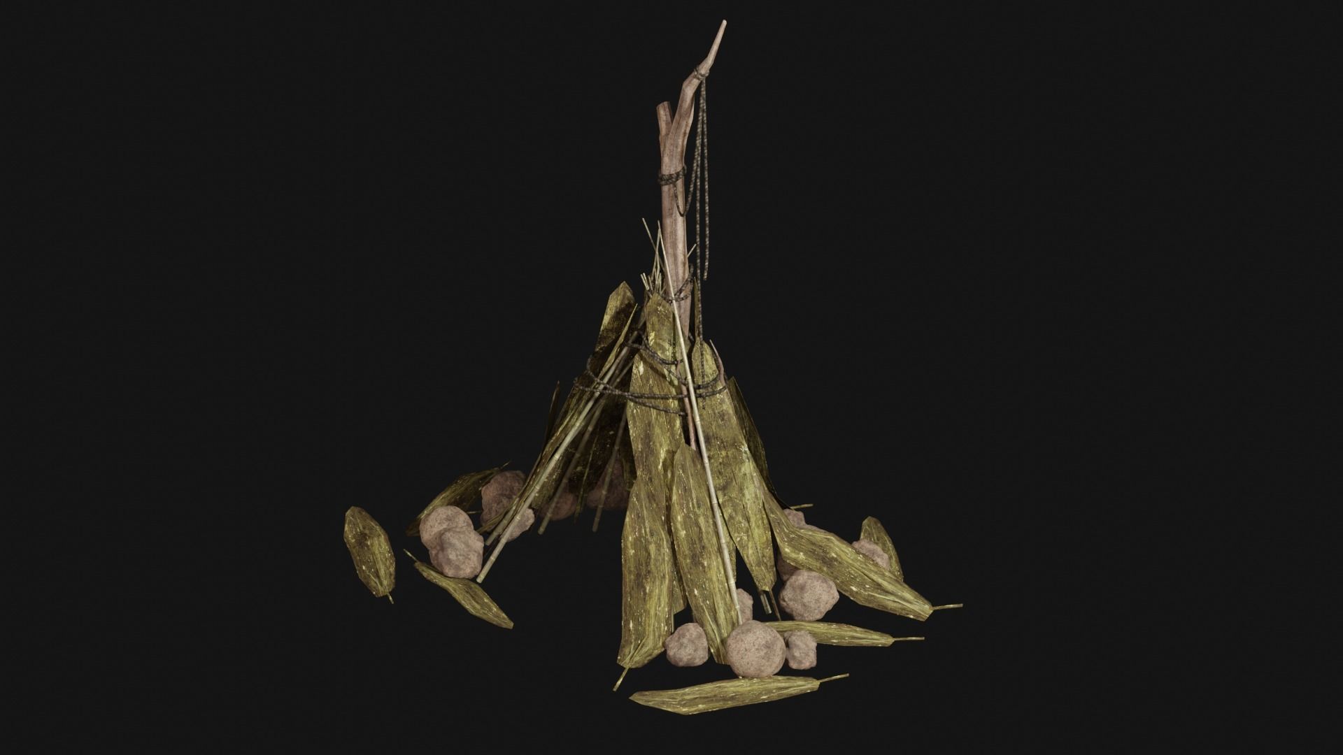 JUNGLE SWAMP SHELTER HUT HUNTER WILD TENT AAA COLLECTION Low-poly 3D model_1