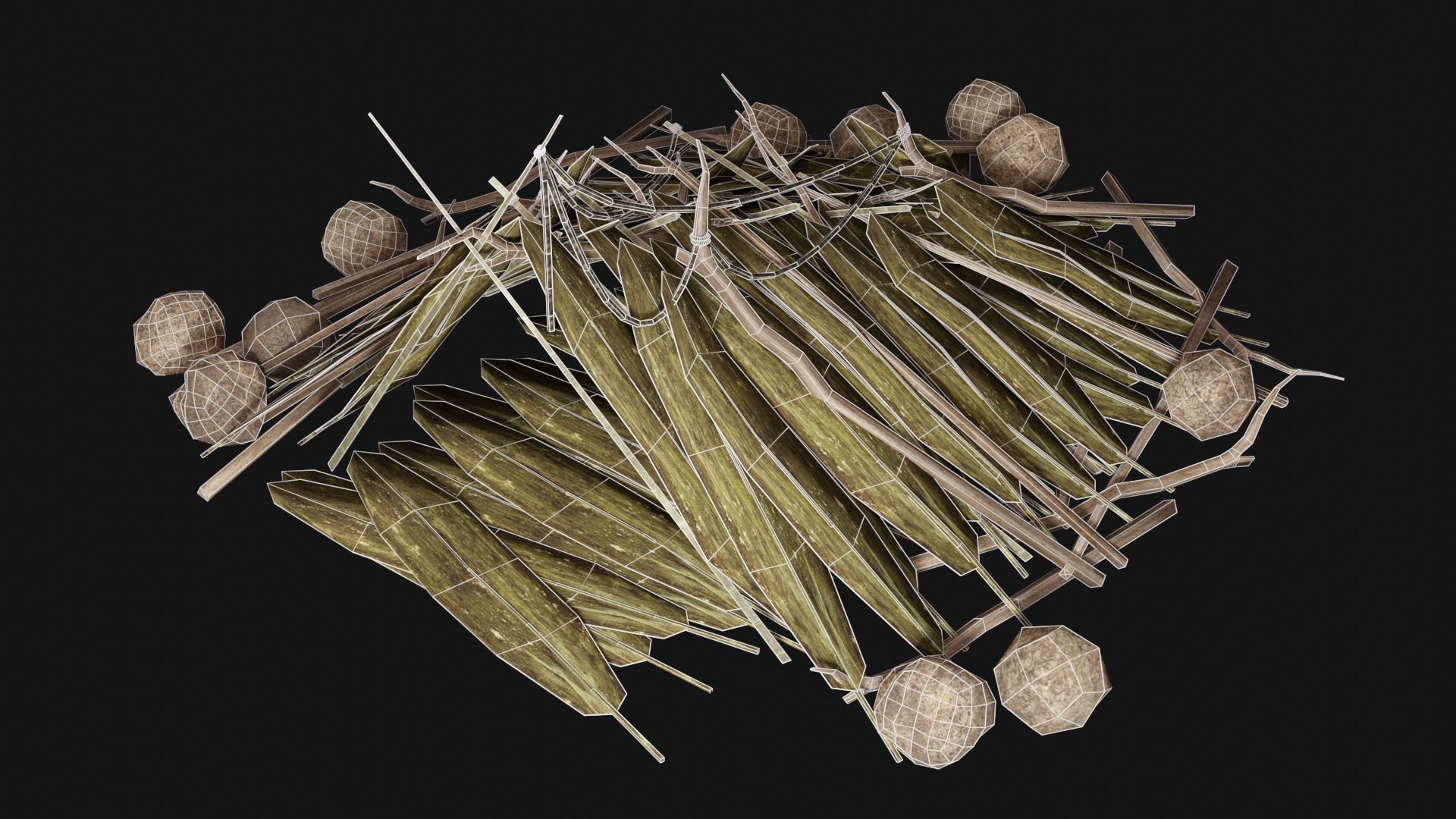 JUNGLE SWAMP SHELTER HUT HUNTER WILD TENT AAA COLLECTION Low-poly 3D model_8