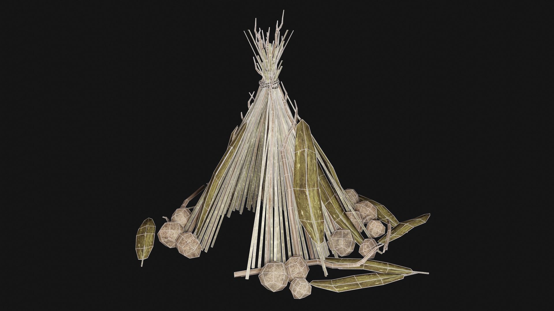 JUNGLE SWAMP SHELTER HUT HUNTER WILD TENT AAA COLLECTION Low-poly 3D model_24